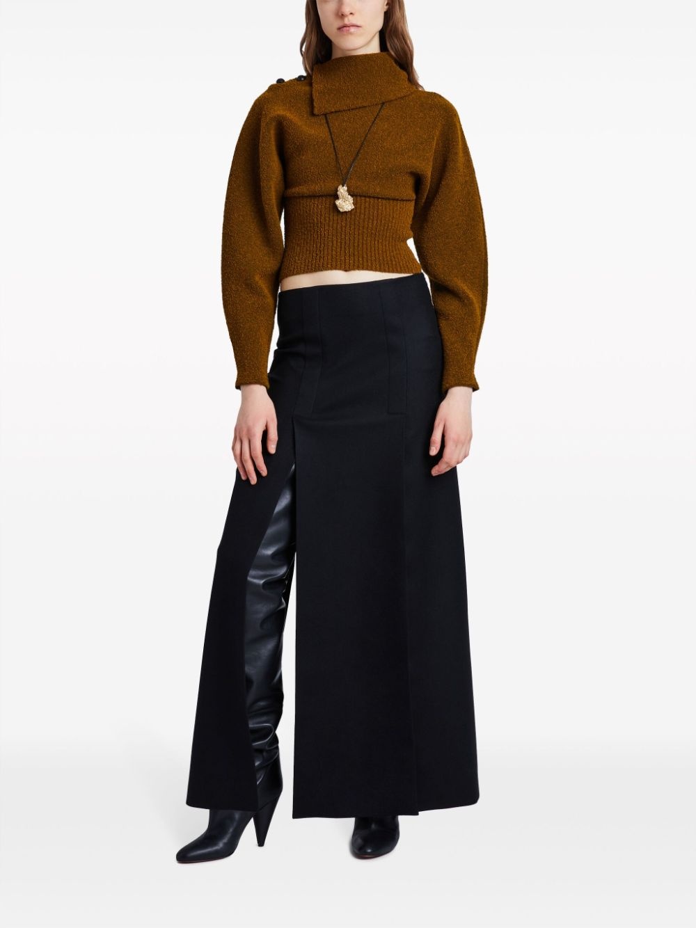 asymmetric-neck bouclÃ© jumper - 2