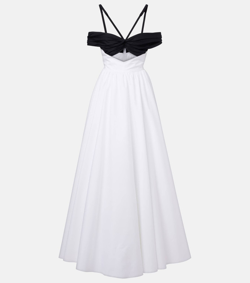 Cutout ruched off-shoulder cotton gown - 1