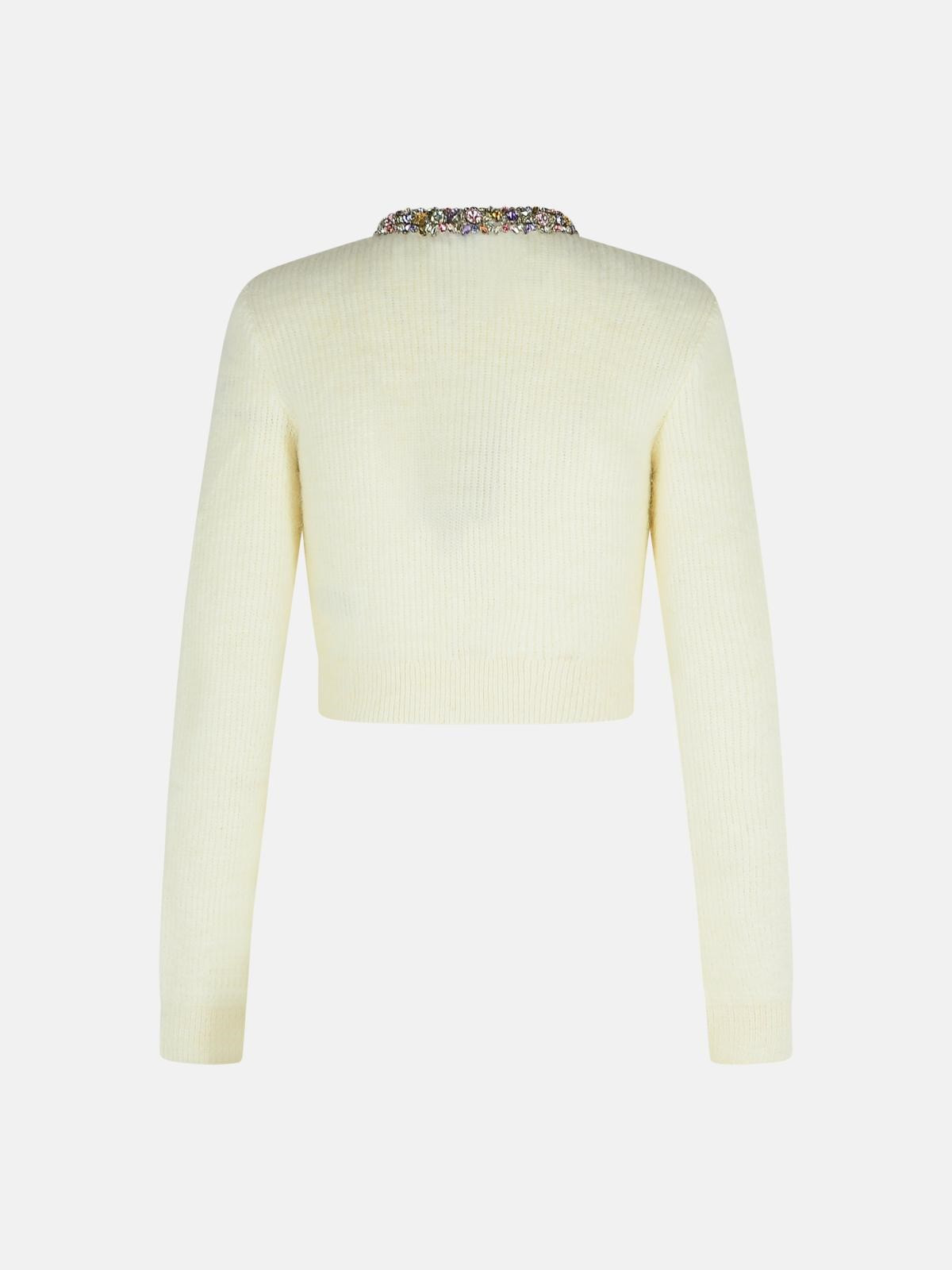 CREAM ALPACA BLEND CARDIGAN - 3