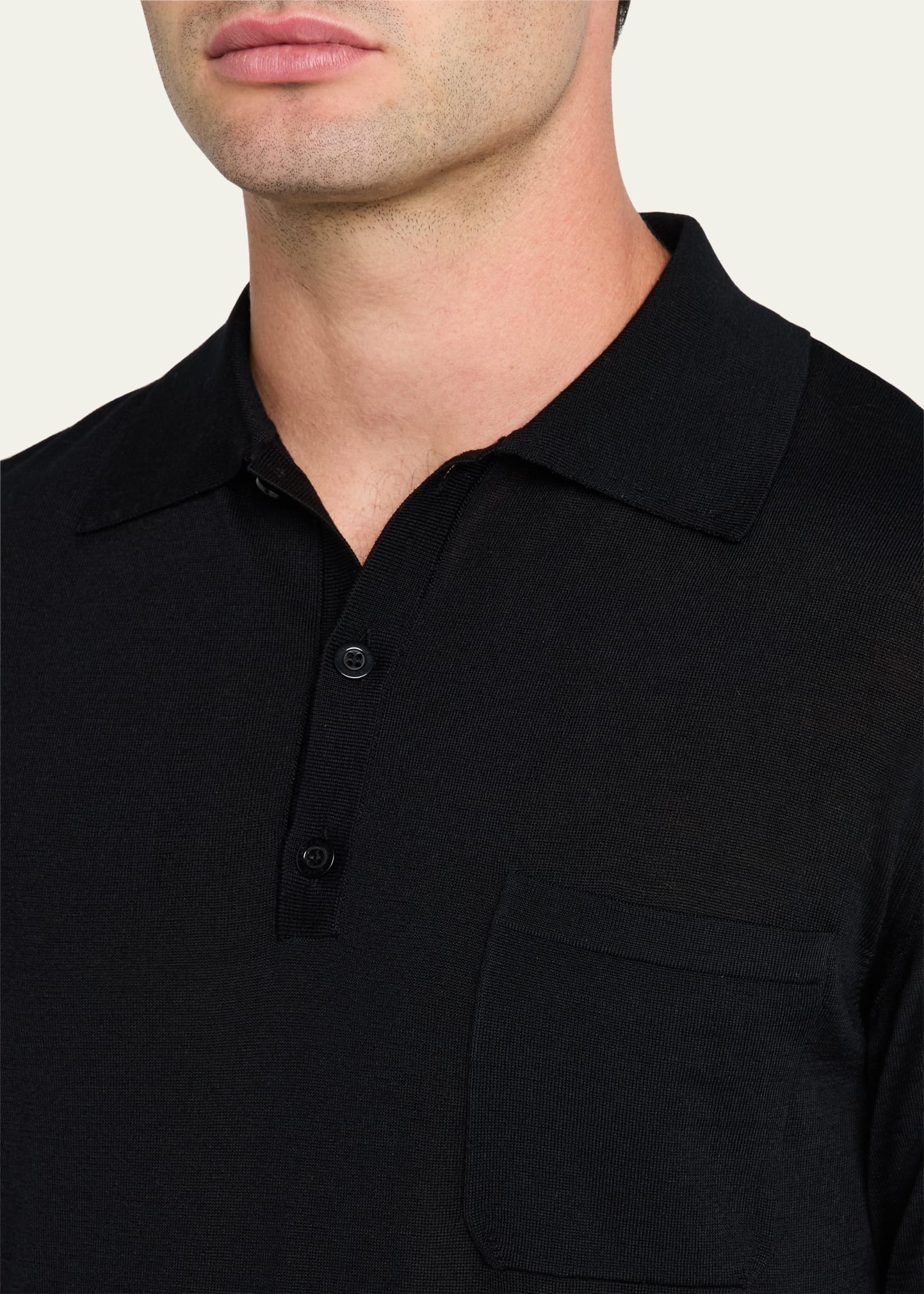 Men's Fine Gauge Wool Polo Shirt - 5