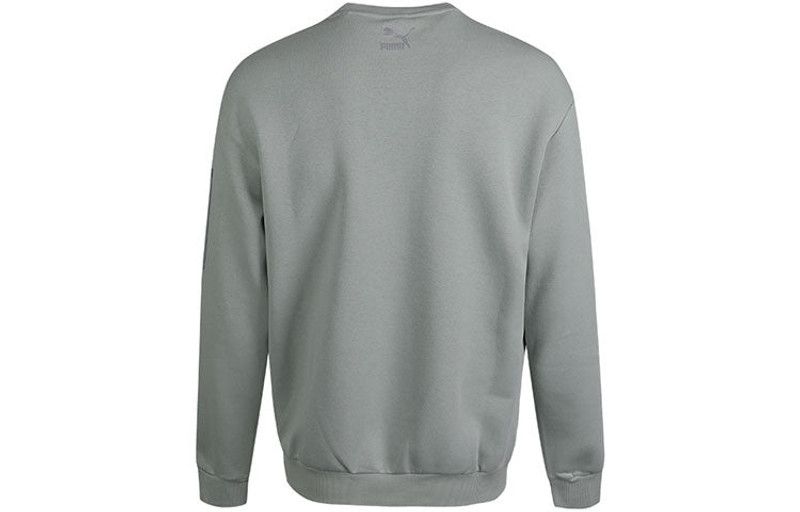 PUMA PUMA Living Series Sports Fleece Lined Stay Warm Round Neck Knit Pullover Gray Green 530291-49 outlook