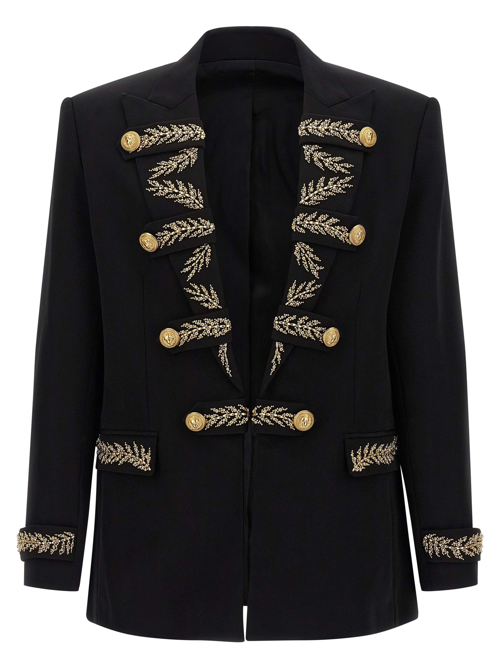 Leaf Embroidery Blazer Black - 1