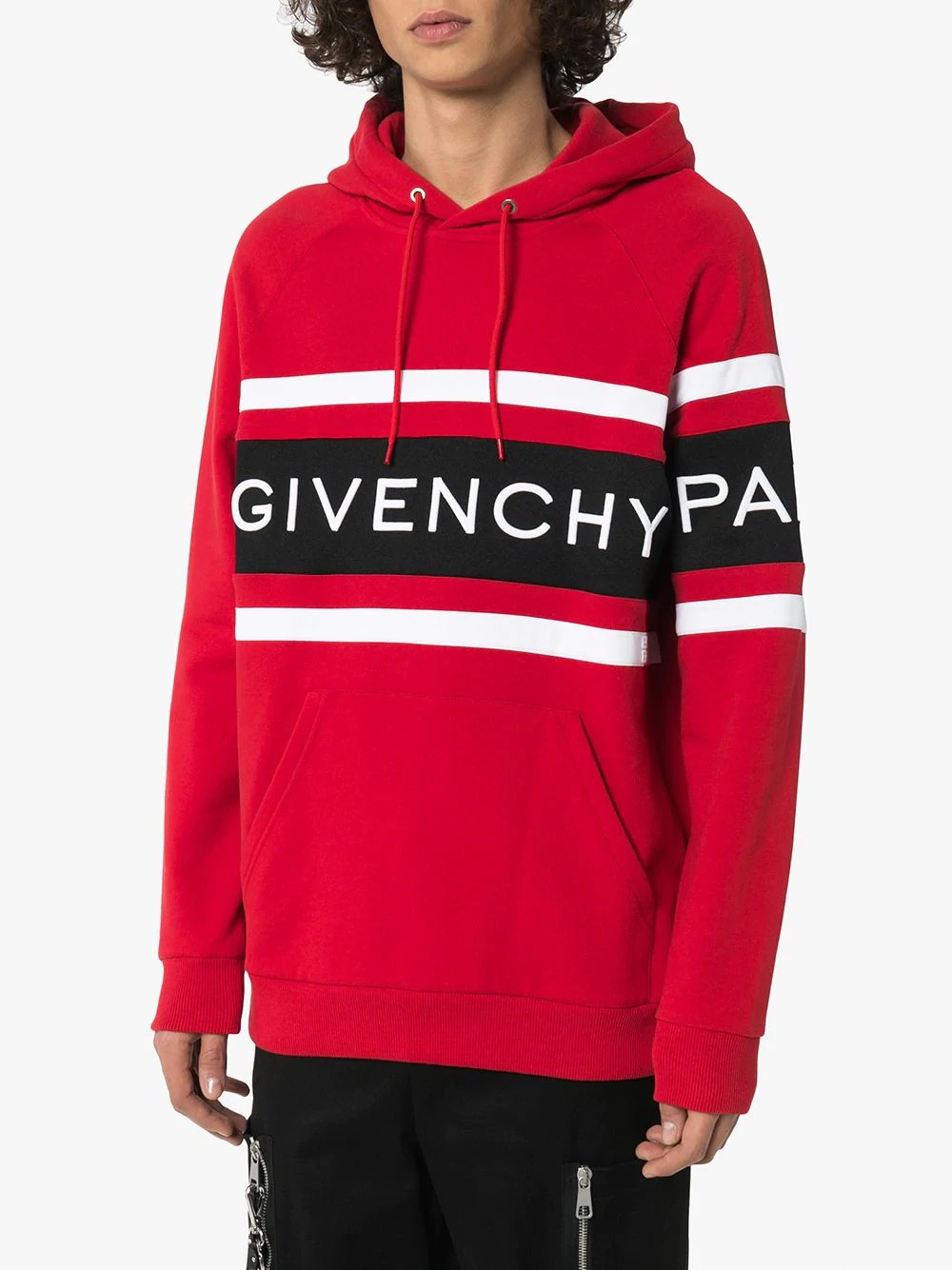 logo print striped hoodie - 3