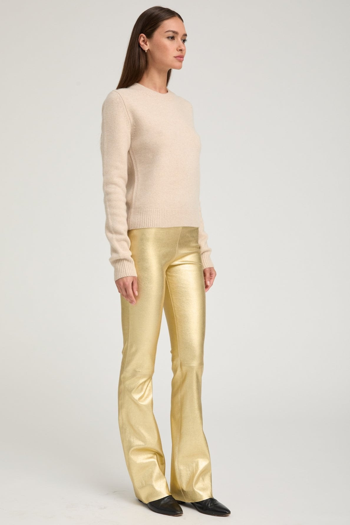 METALLIC GOLD LEATHER MICRO FLARE - 2