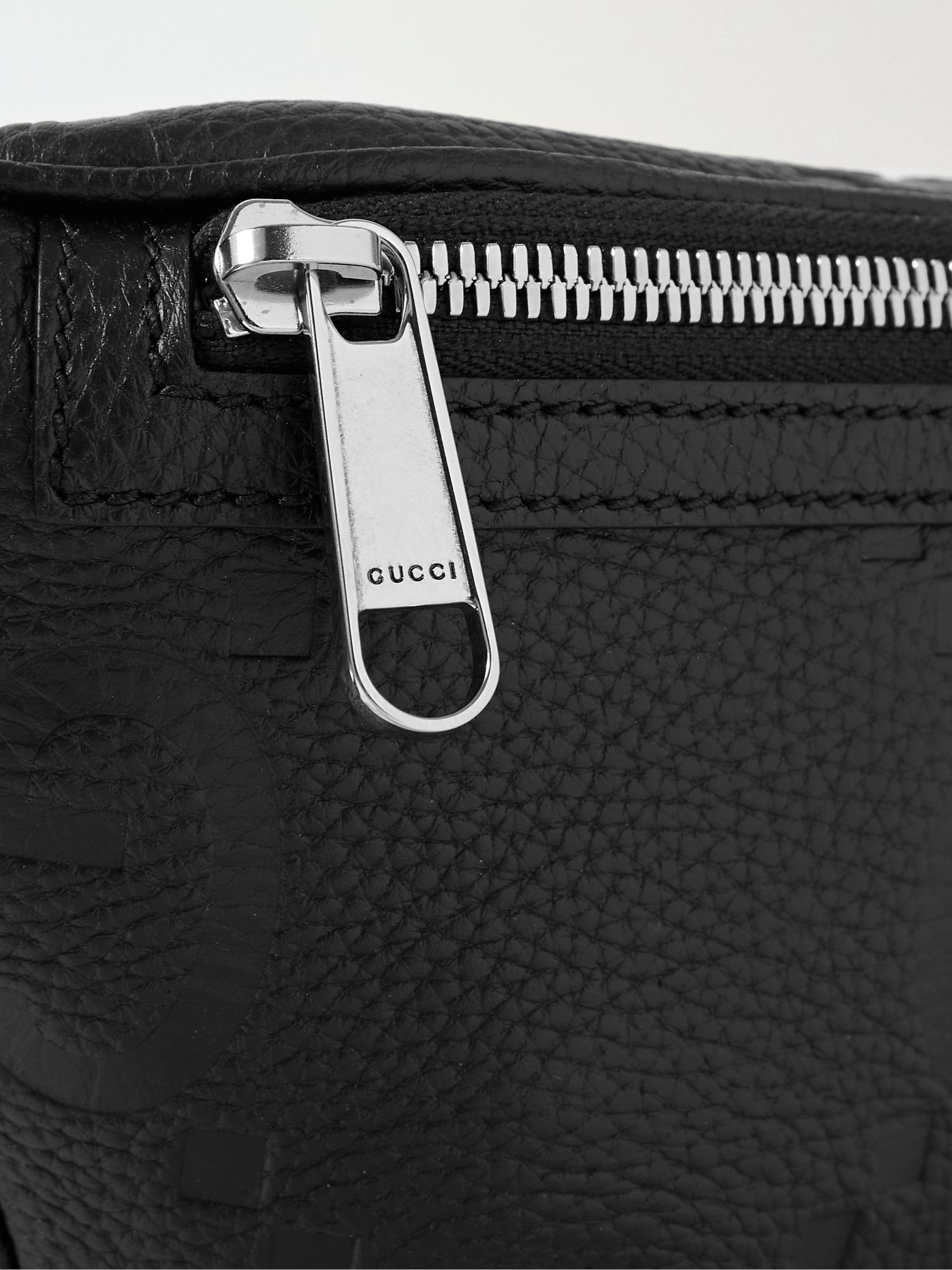 Logo-Debossed Full-Grain Leather Belt Bag Black - 4