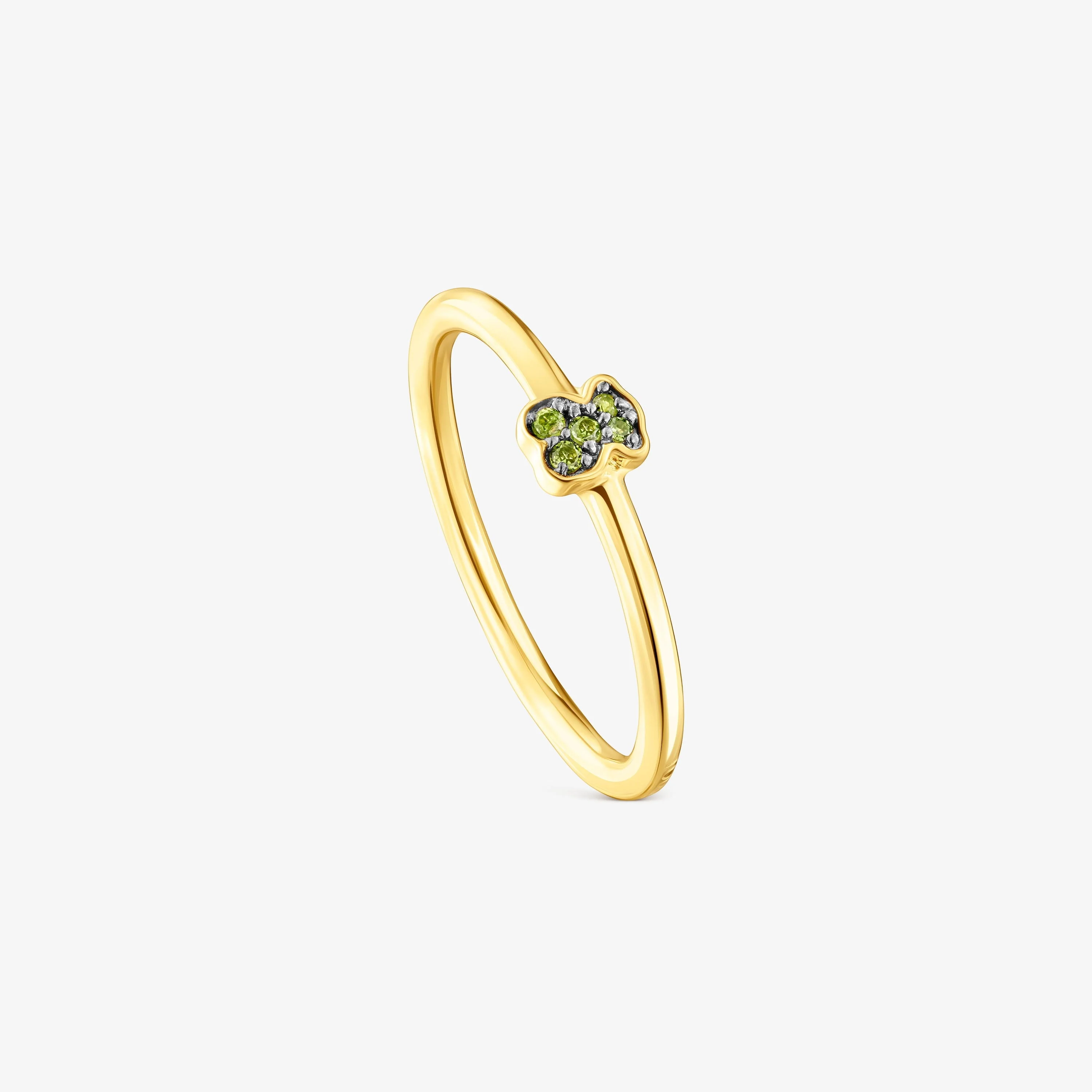Silver vermeil TOUS New Motif Ring with chrome diopside bear - 1