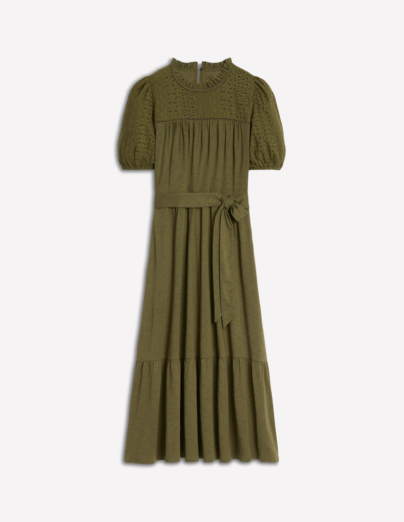 Lorelei Broderie Jersey Dress-Woodland Green 1