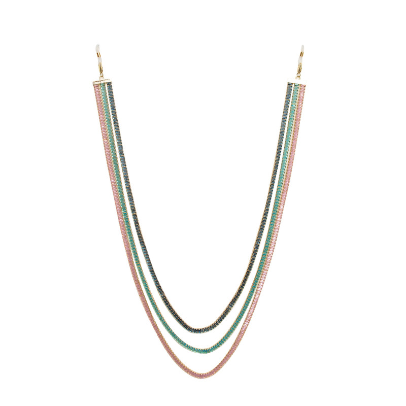 LINDA FARROW CRYSTAL CHAIN IN PINK GREEN AND BLUE 1