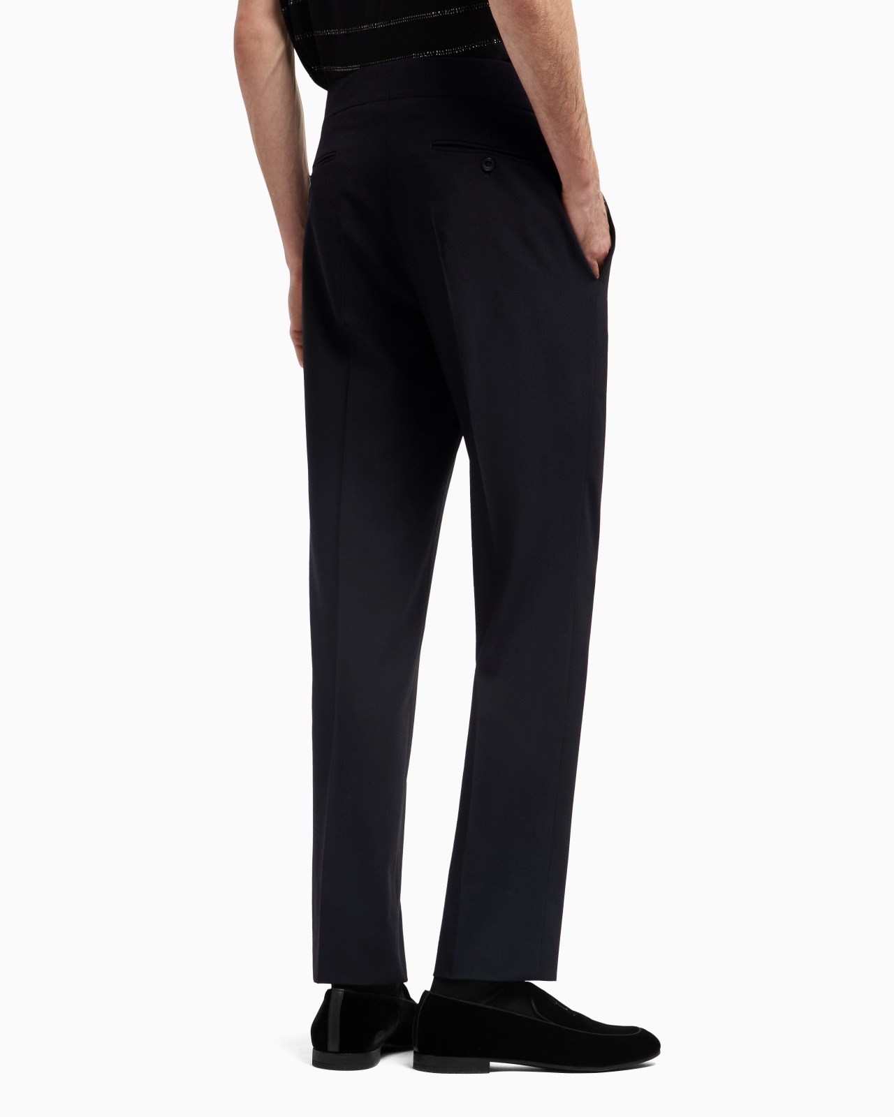 VIRGIN WOOL CRÊPE FLAT-FRONT TROUSERS - 3