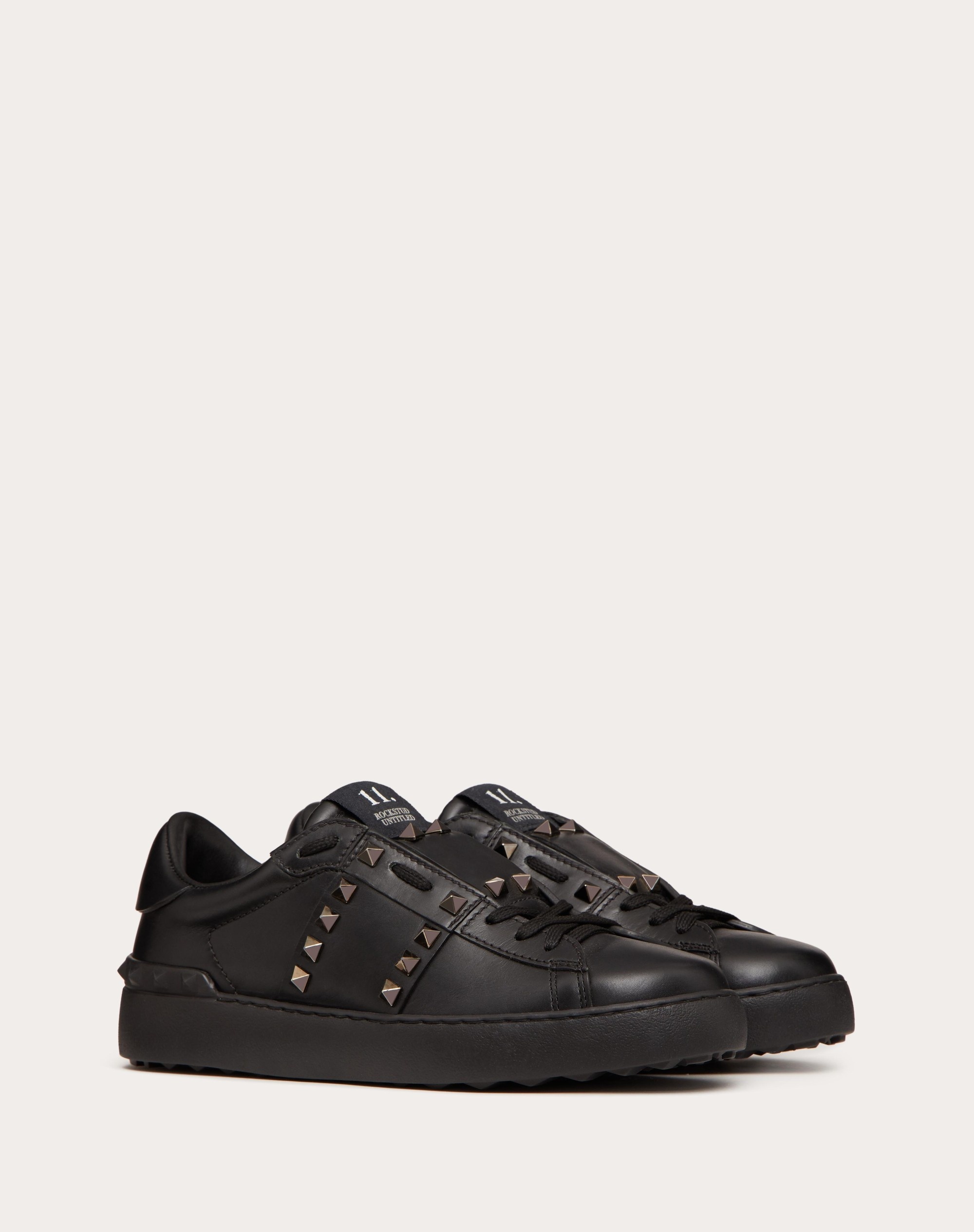 ROCKSTUD UNTITLED NOIR CALFSKIN LEATHER SNEAKER - 2