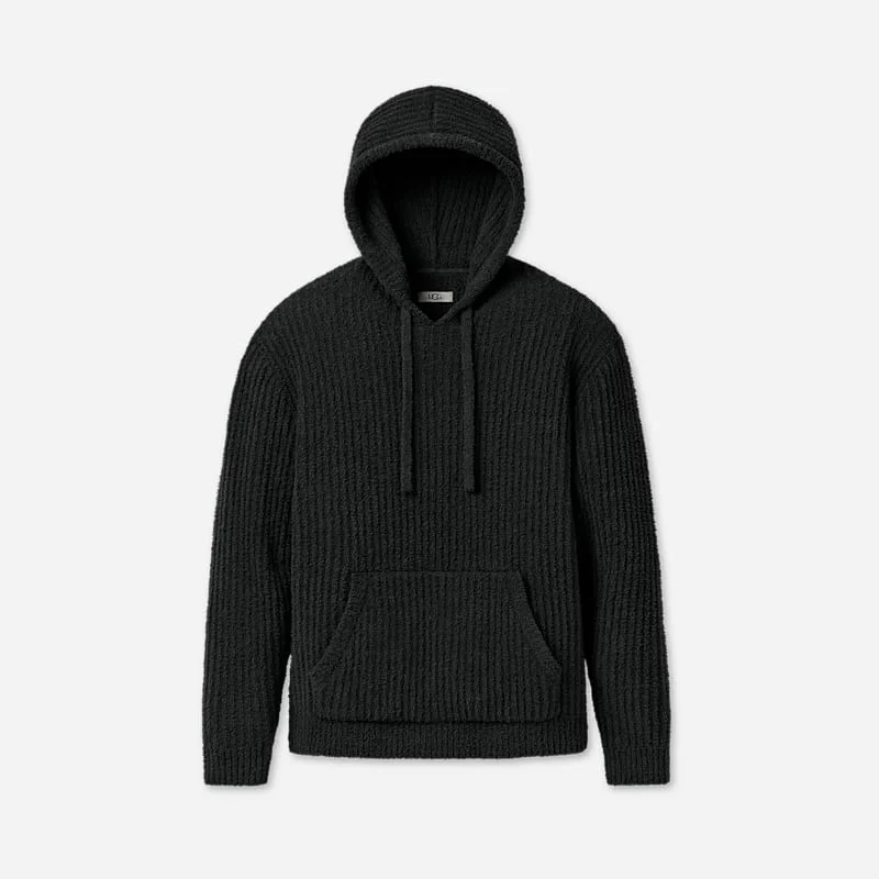® Men's Finnegan Hoodie Rib Polyester Tops in Black - 1