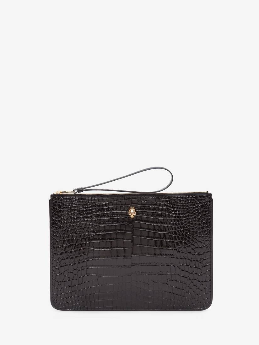 Skull Zip Pouch in Black - 1