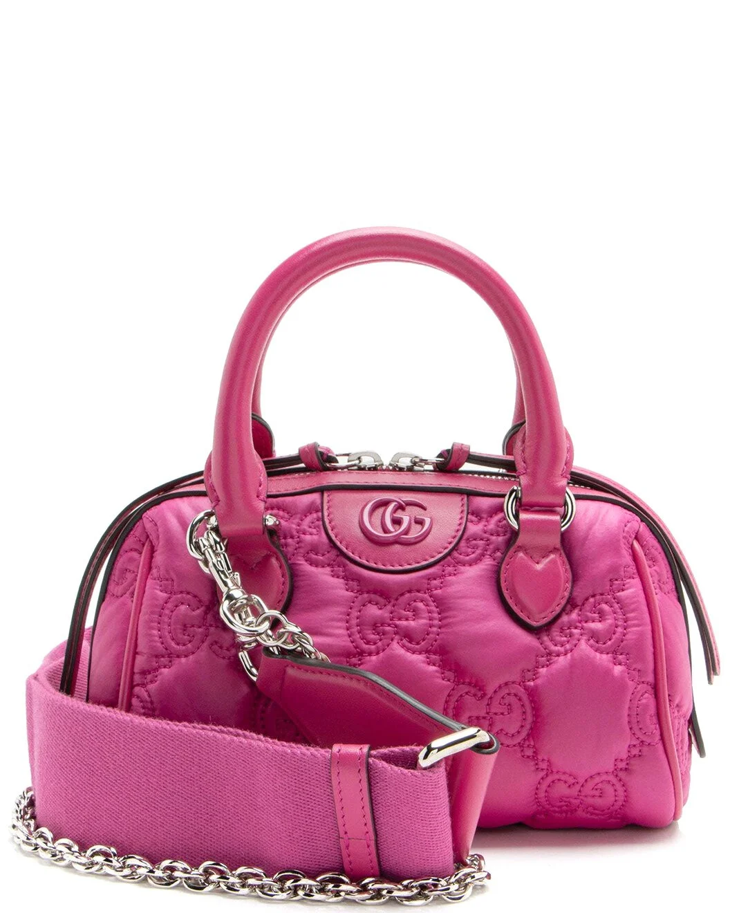 Gucci Pink Matelasse Nylon Jumbo GG Mini Bowling Bag (Authentic Pre-Loved) - 1