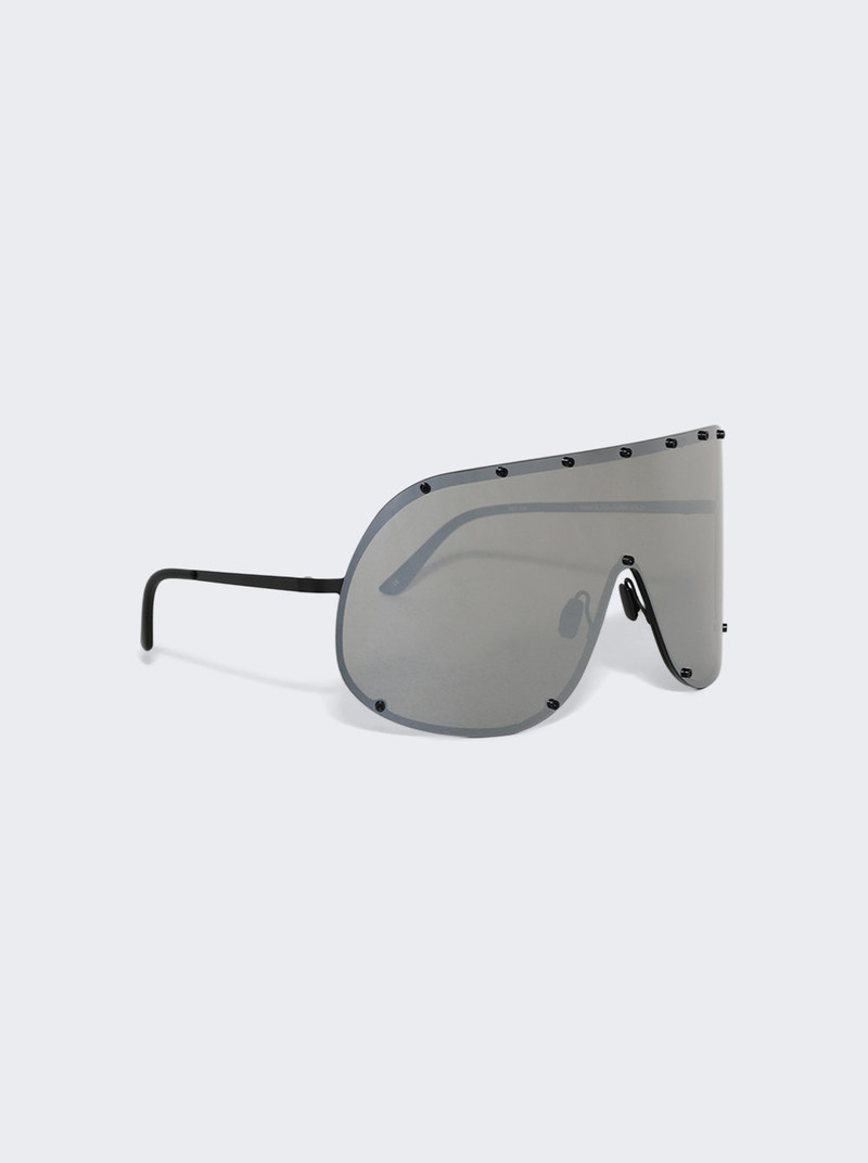 Rick Owens Shield Sunglasses Black And Silver outlook