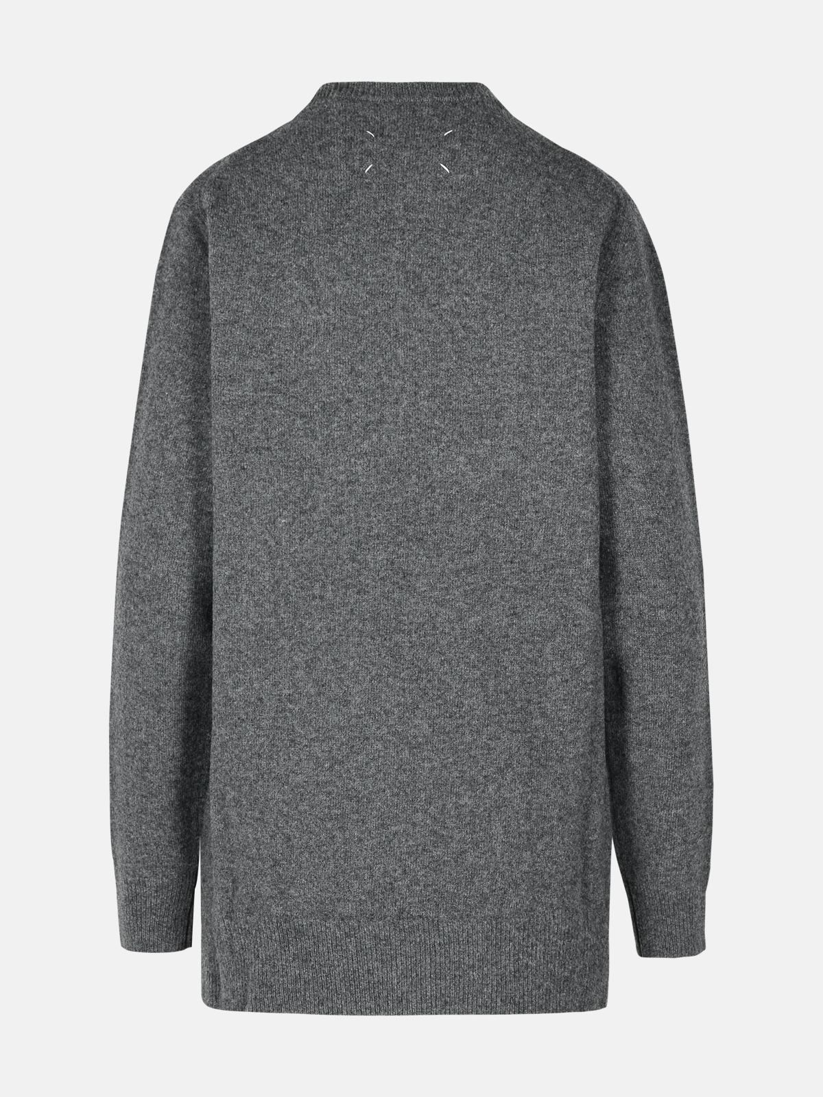 'OVER' GREY WOOL SWEATER - 3