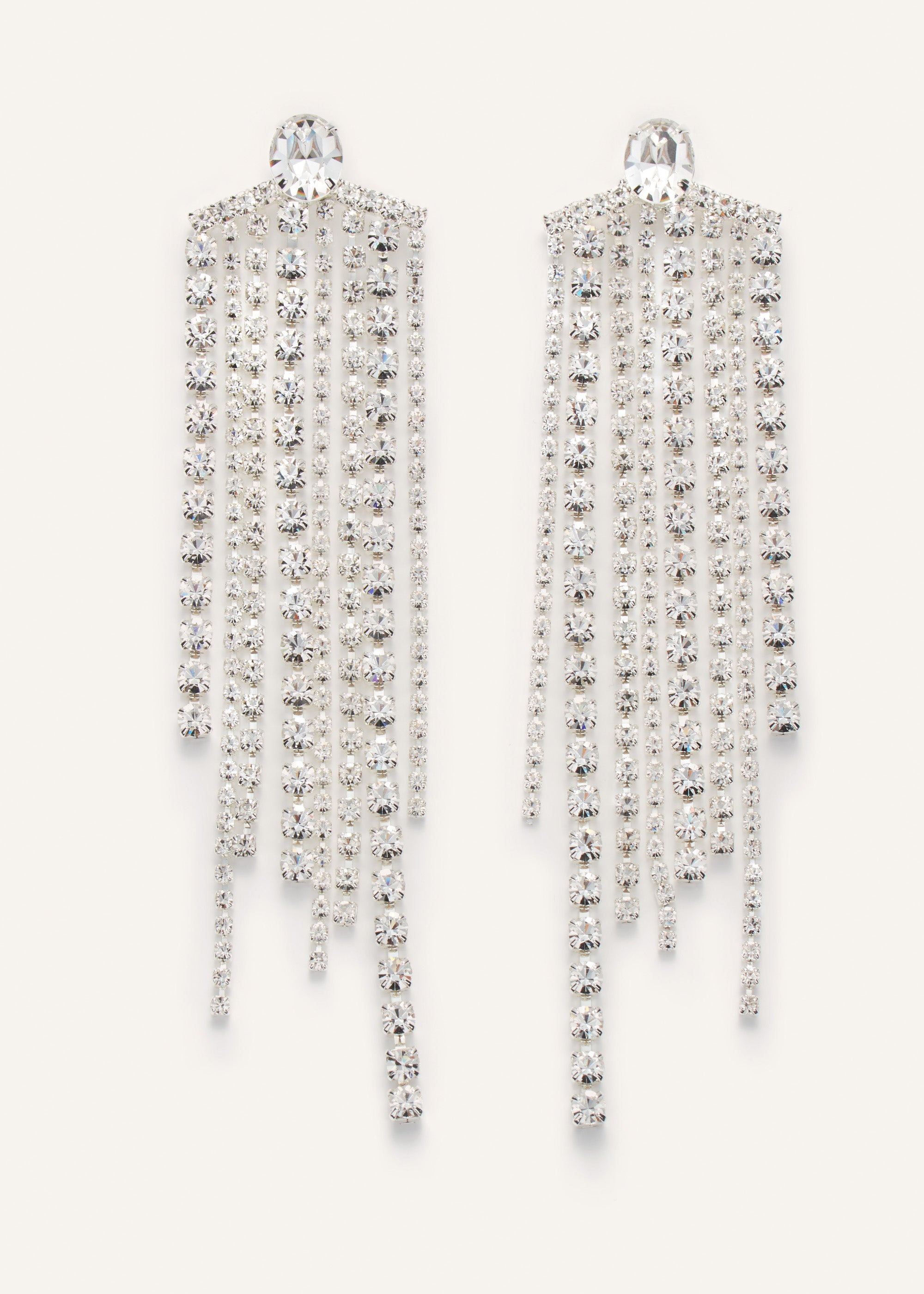 Waterfall crystal earrings in silver - 1