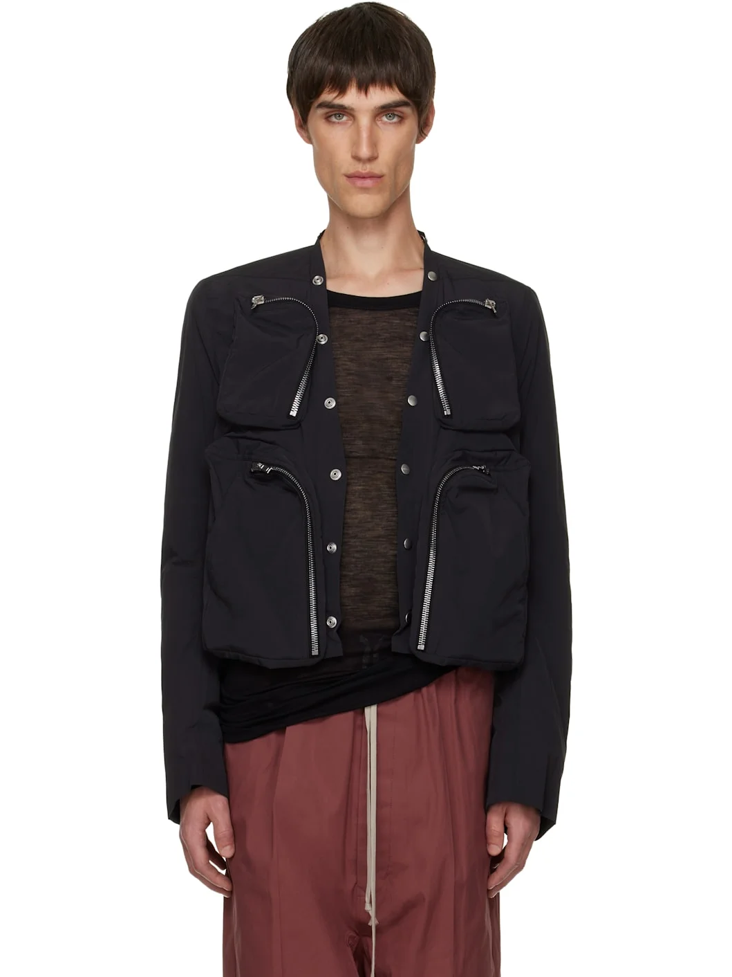 Black Cargo Bomber Jacket - 1