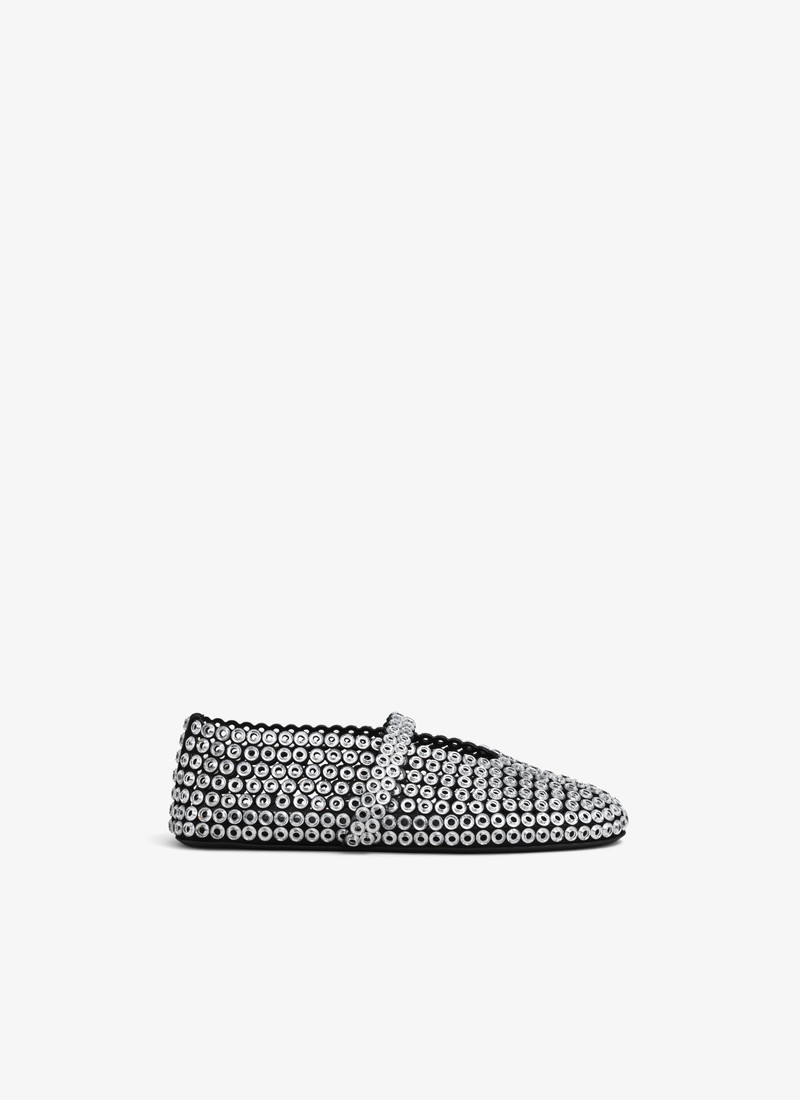 BALLET FLATS IN GLASS EYELET SUEDE GOATSKIN - 1
