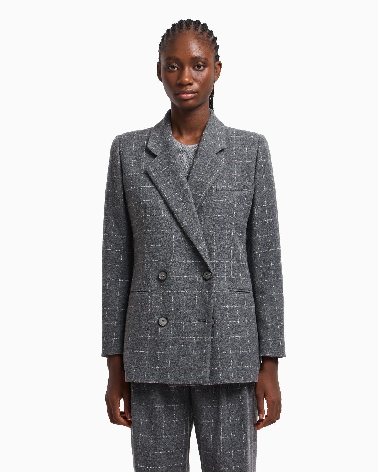 ICON FLANNEL DOUBLE-BREASTED BLAZER WITH A CHECK MOTIF - 4