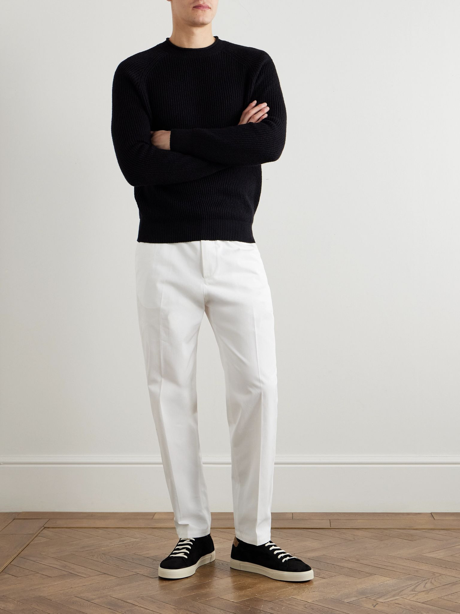 Ribbed Cotton Sweater Black - 2