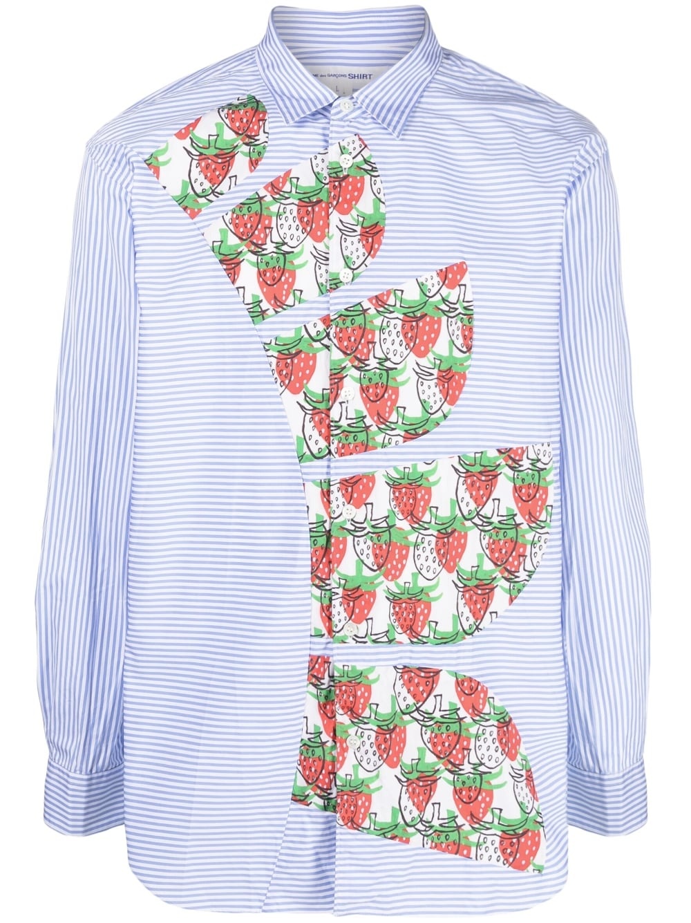 x Brett Westfall strawberry-motif striped shirt - 1