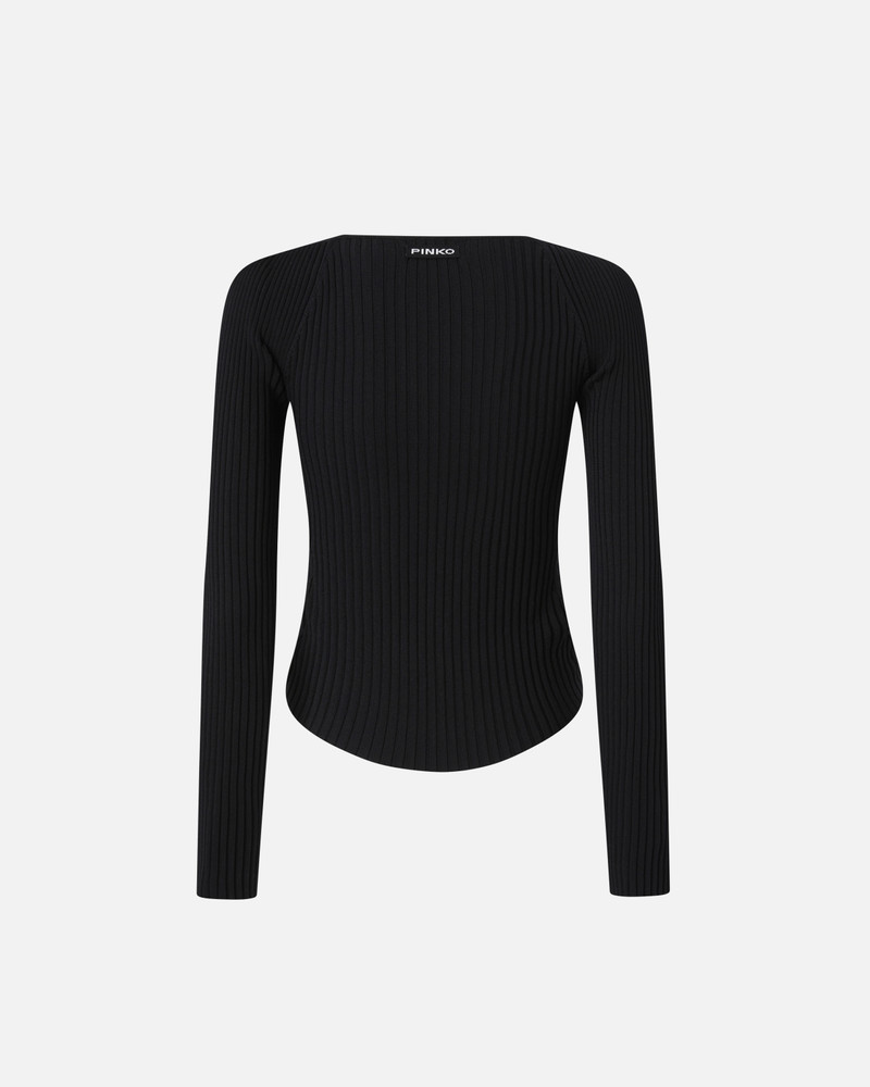 PINKO SLIM-FIT RIBBED CARDIGAN WITH SUNNY DESIGN outlook