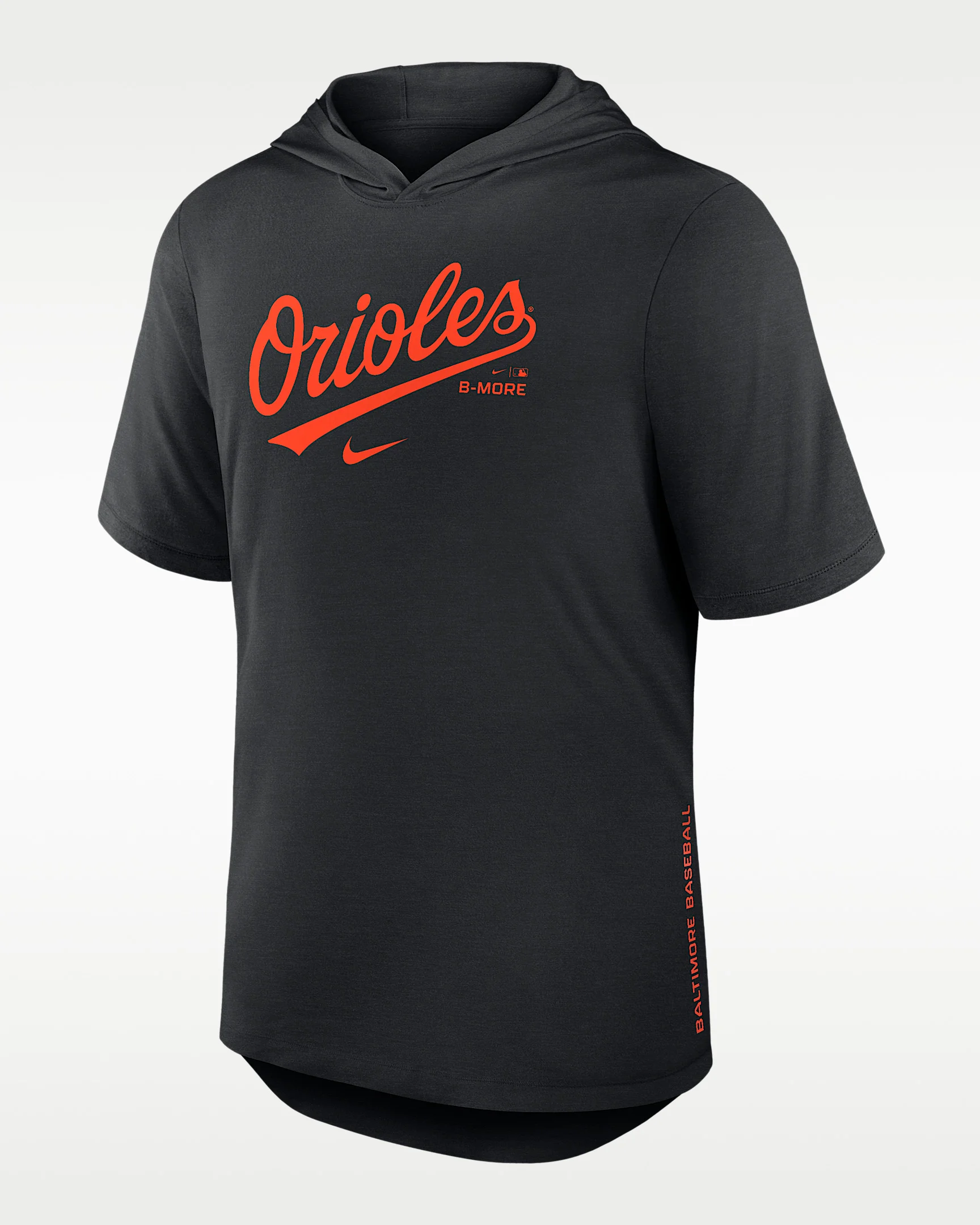Baltimore Orioles Arched Wordmark Men's Nike Dri-FIT MLB Hooded T-Shirt - 1