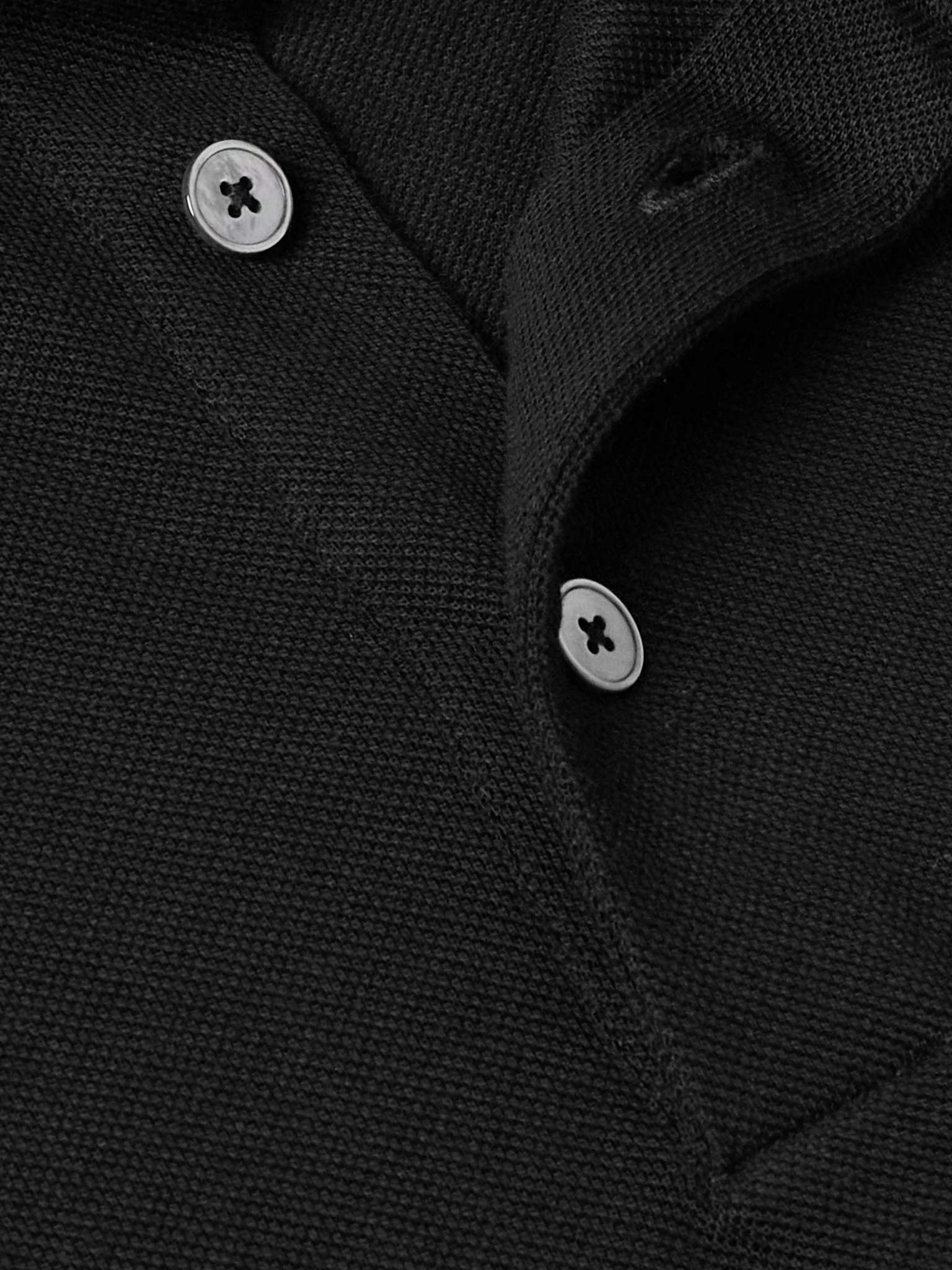 Slim-Fit Leather-Trimmed Cotton-Piqué Polo Shirt - 4