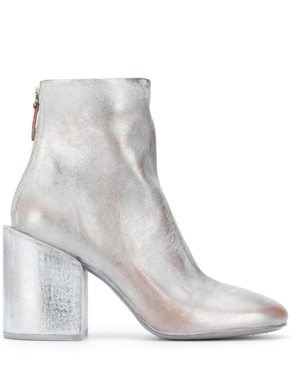 distressed metallic-effect ankle boots - 1