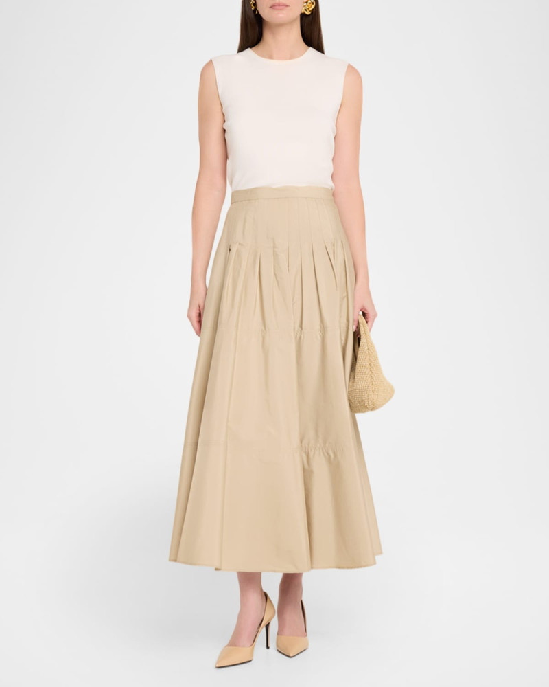 Max Mara Studio Opera Pleated Cotton Poplin Maxi Skirt outlook