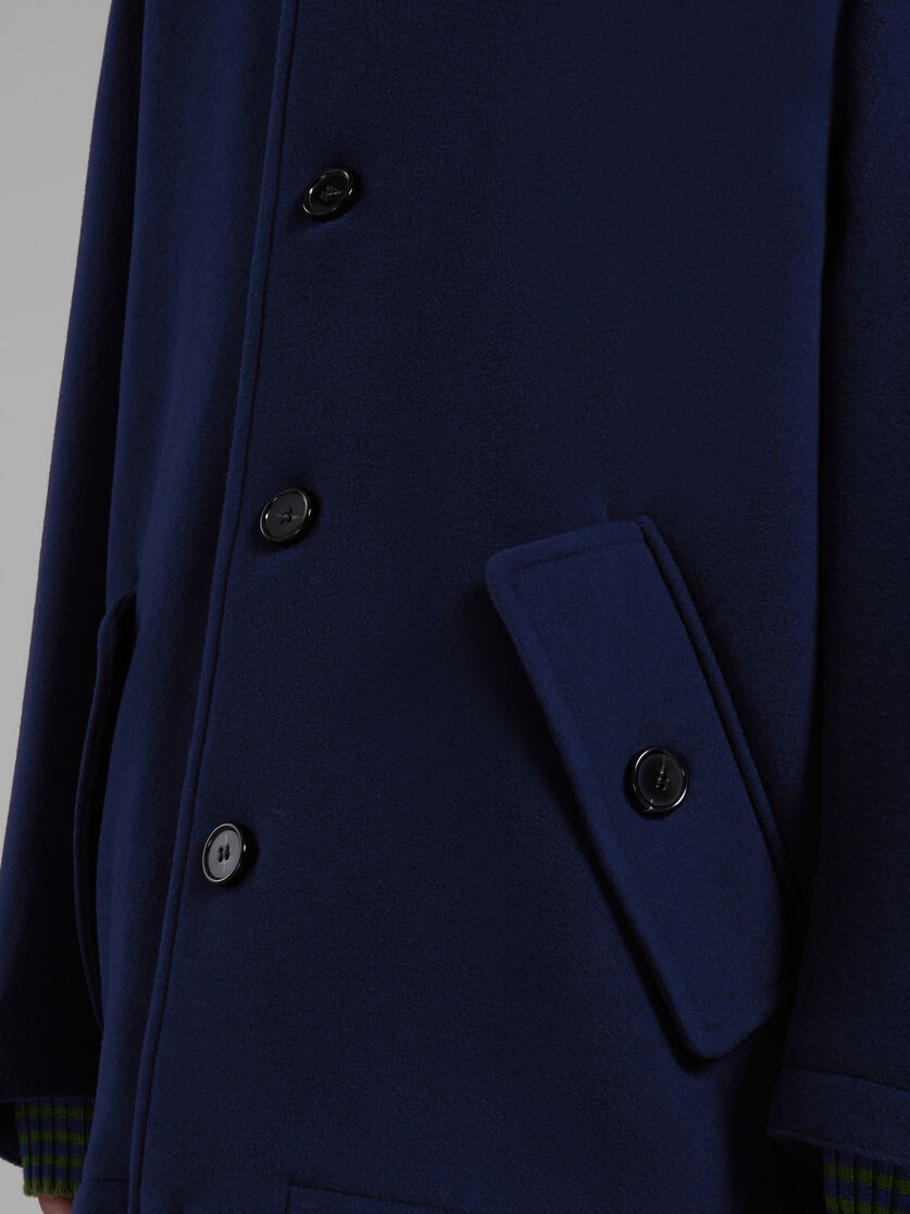 BLUE WOOL FELT CABAN COAT - 5