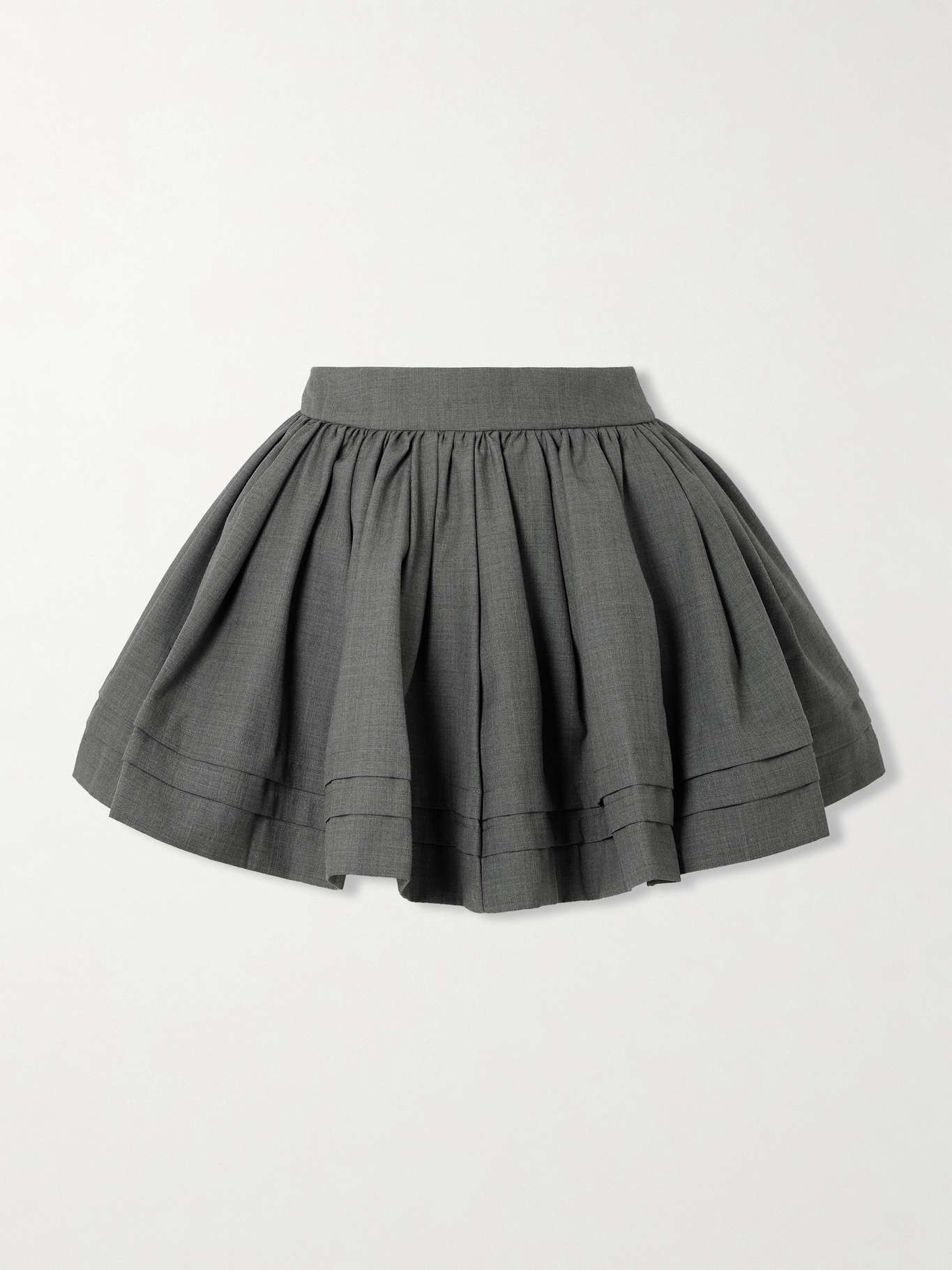 Gathered wool and silk-blend mini skirt - 1