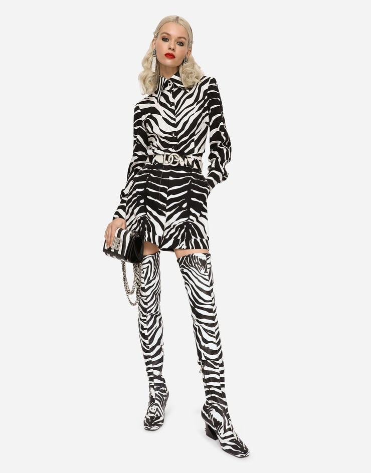 Zebra-print drill shorts - 5