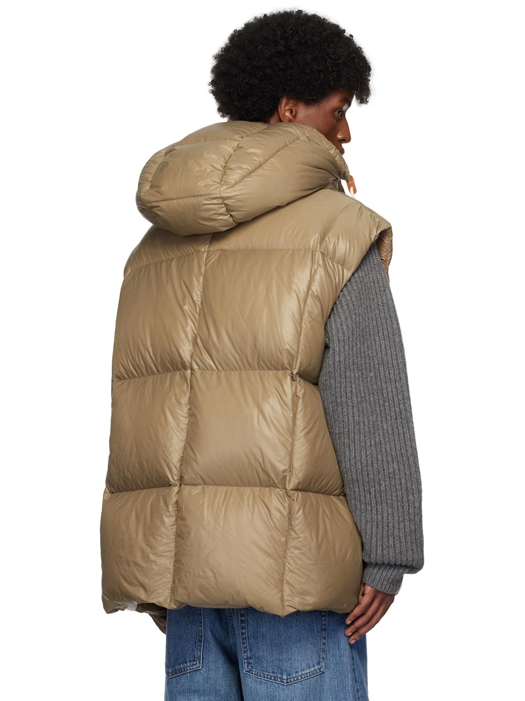 Brown Quilted Down Vest - 3
