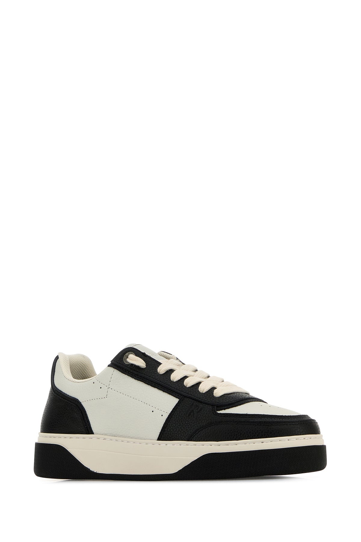 Two-tone leather and suede Initial sneakers - 2