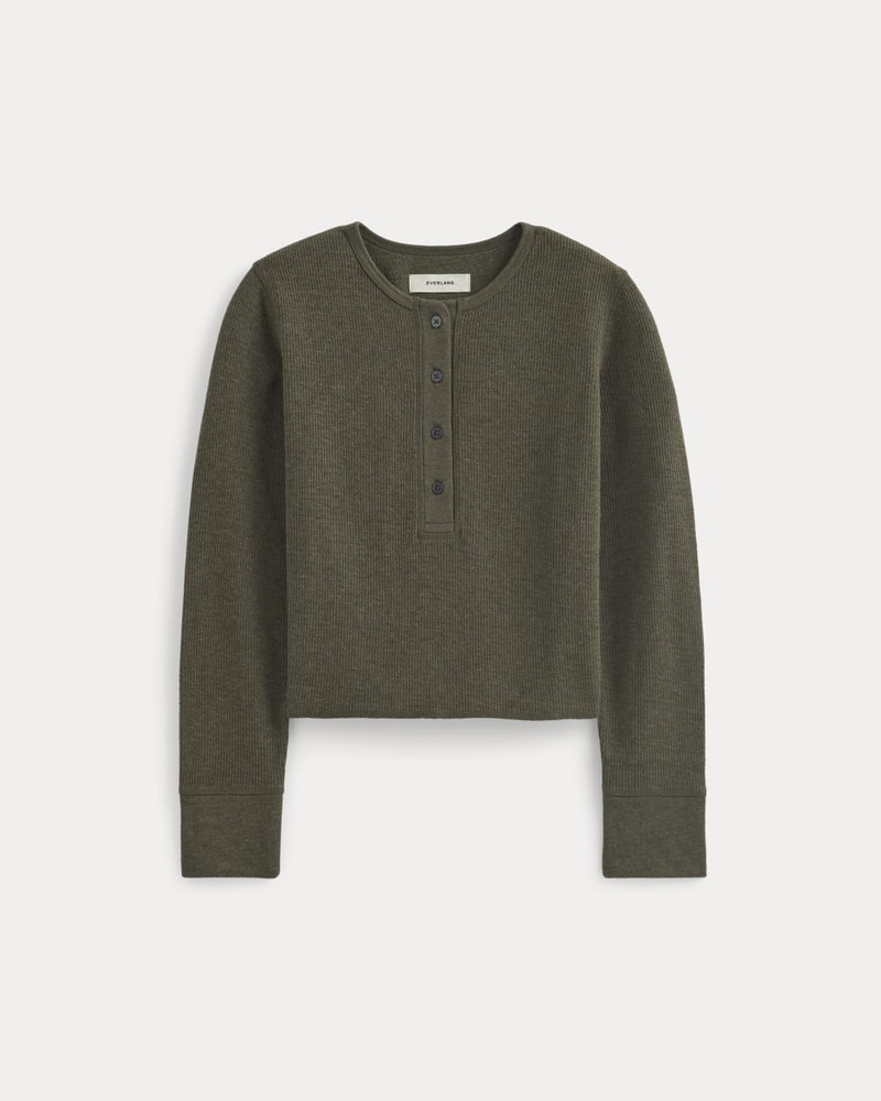 BOXY HENLEY IN COZY WAFFLE 1