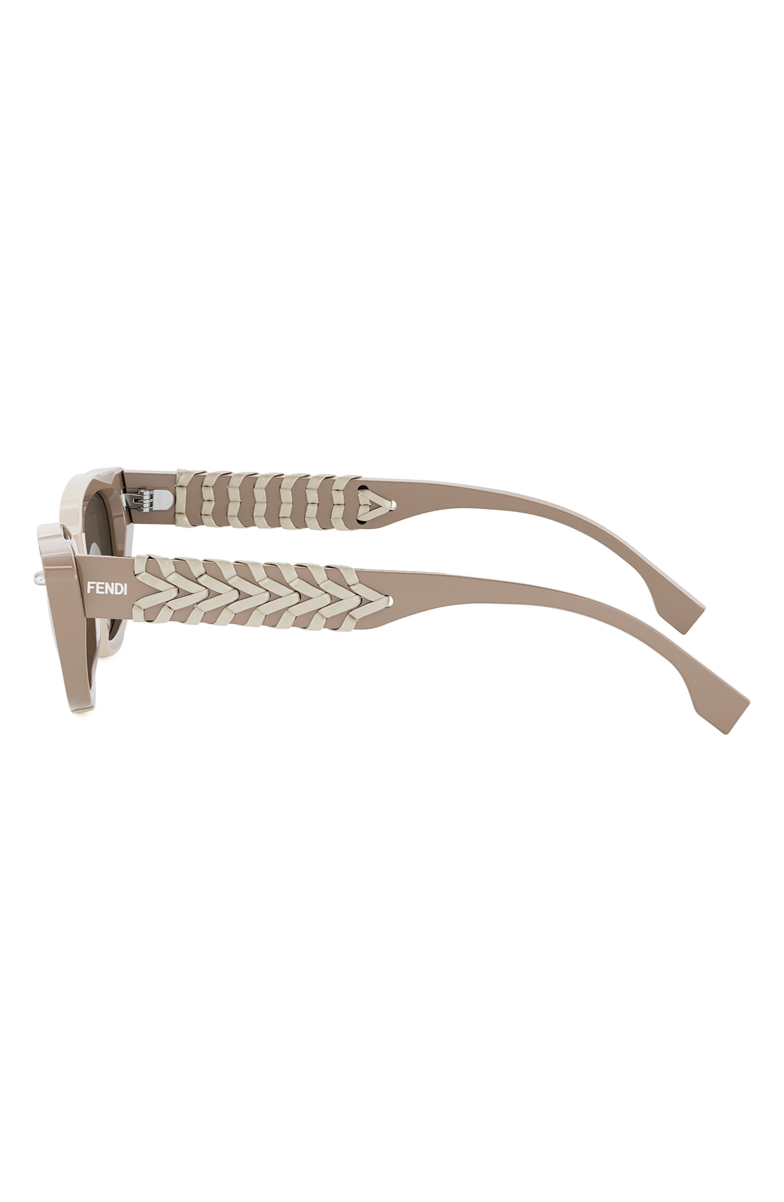 Fendi Interlace Cat Eye Sunglasses in Shiny Light Brown /Brown at Nordstrom - 6