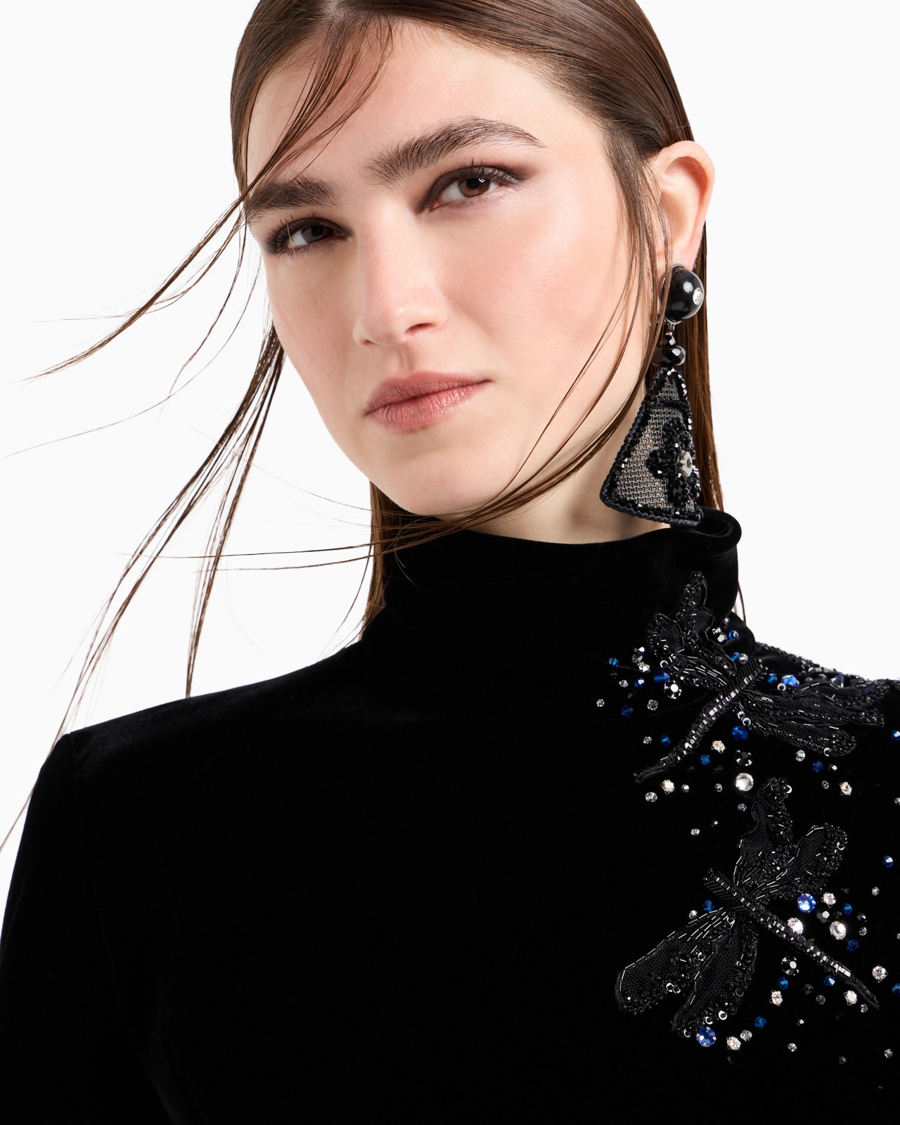 VELVET BLOUSE WITH DRAGONFLY EMBROIDERY - 5