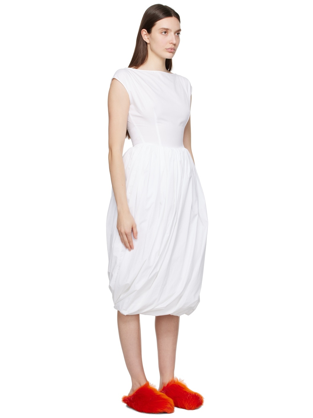 White Balloon Midi Dress - 2