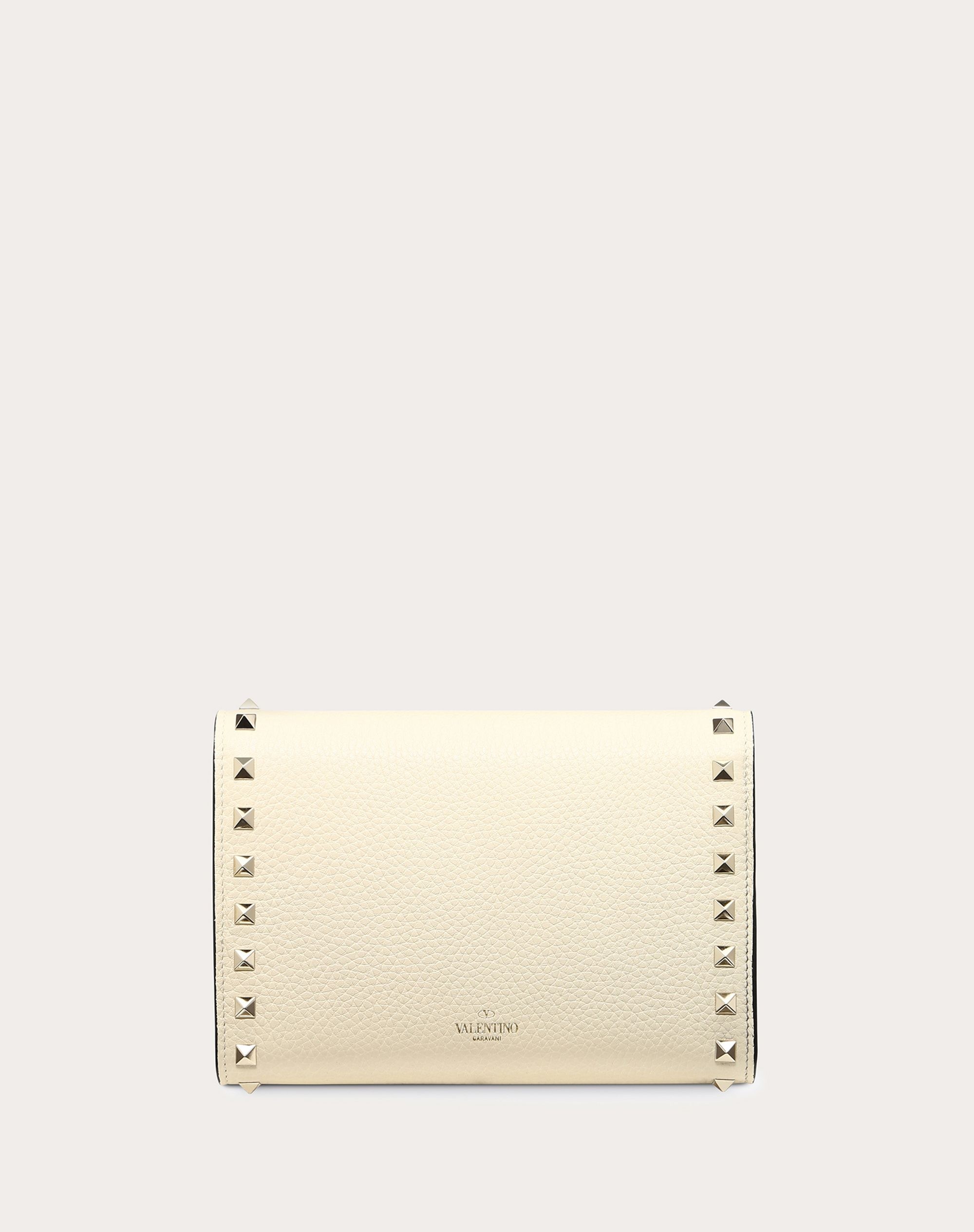 Rockstud Grainy Calfskin Wallet with Chain Strap - 3