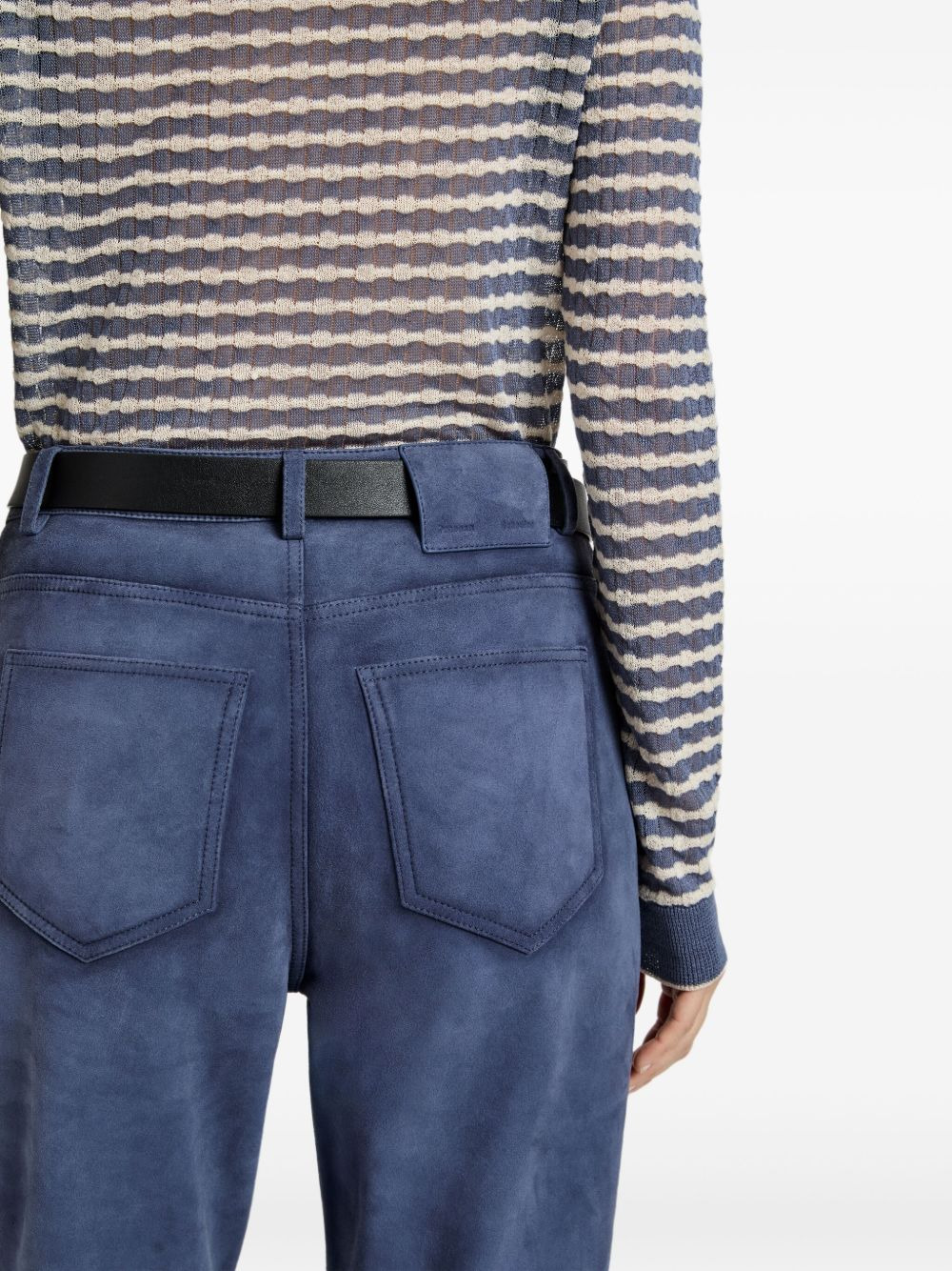 high-waisted leather trousers - 5