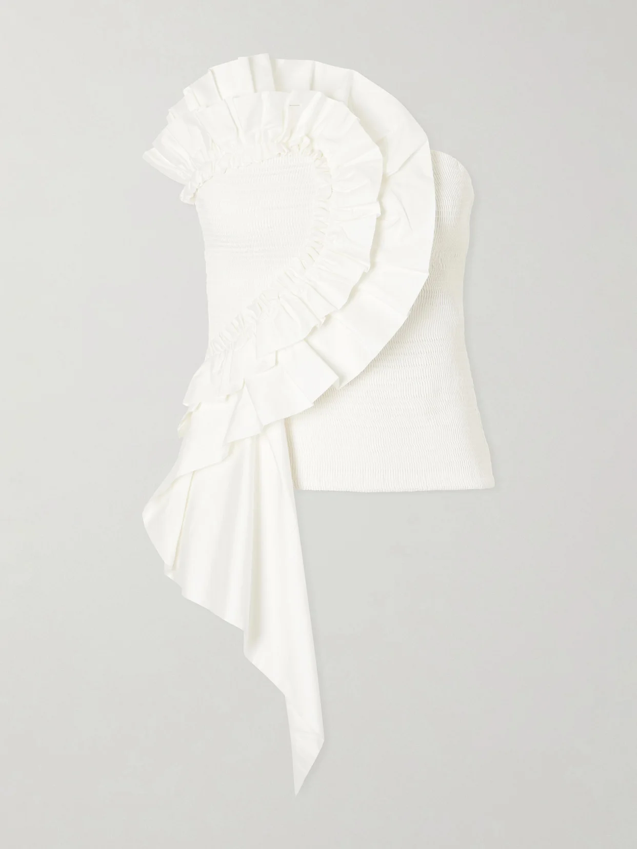 Strapless Ruched Cotton Tank - 1
