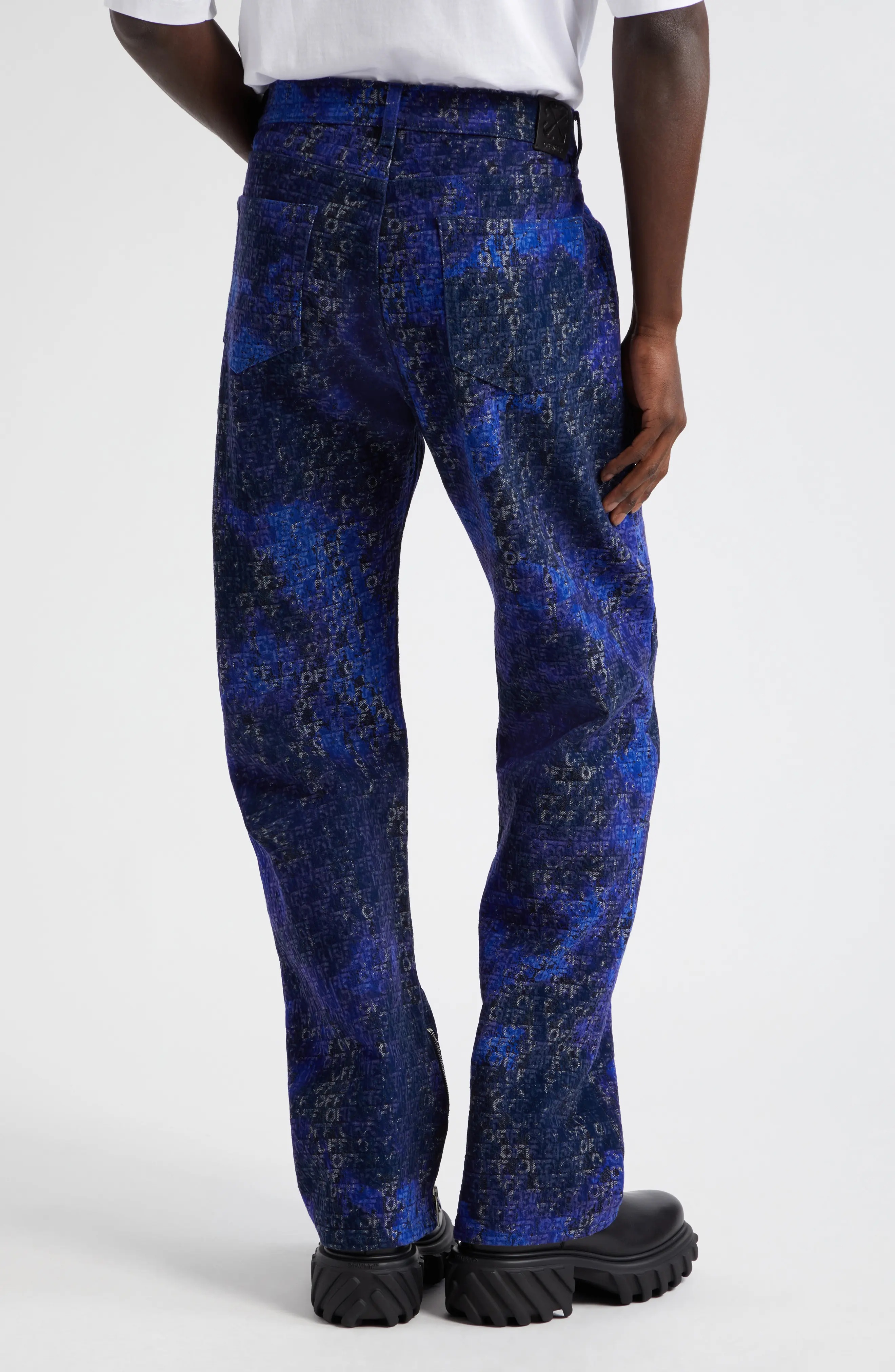 Off Logo Jacquard Skater Jeans - 3