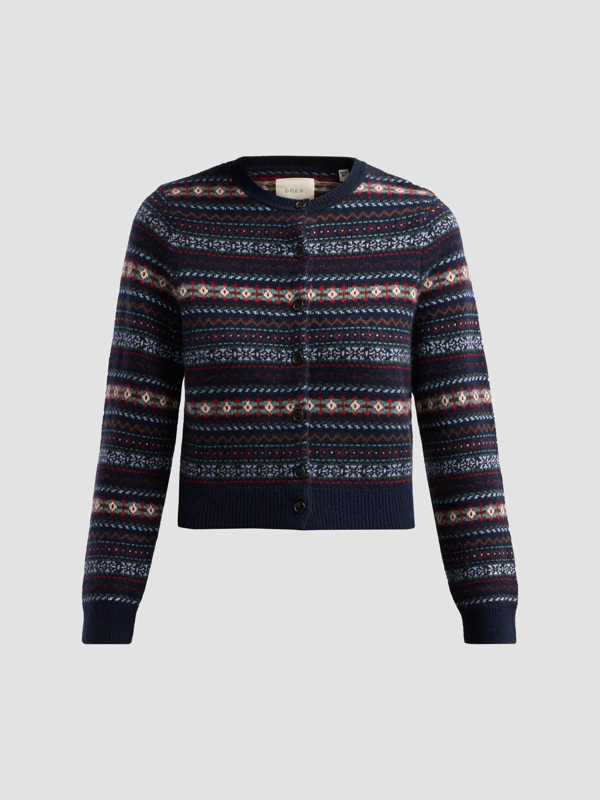 Women's Faustine Wool-Cashmere Cardigan - Navy Dash Wood Fair Isle - 1