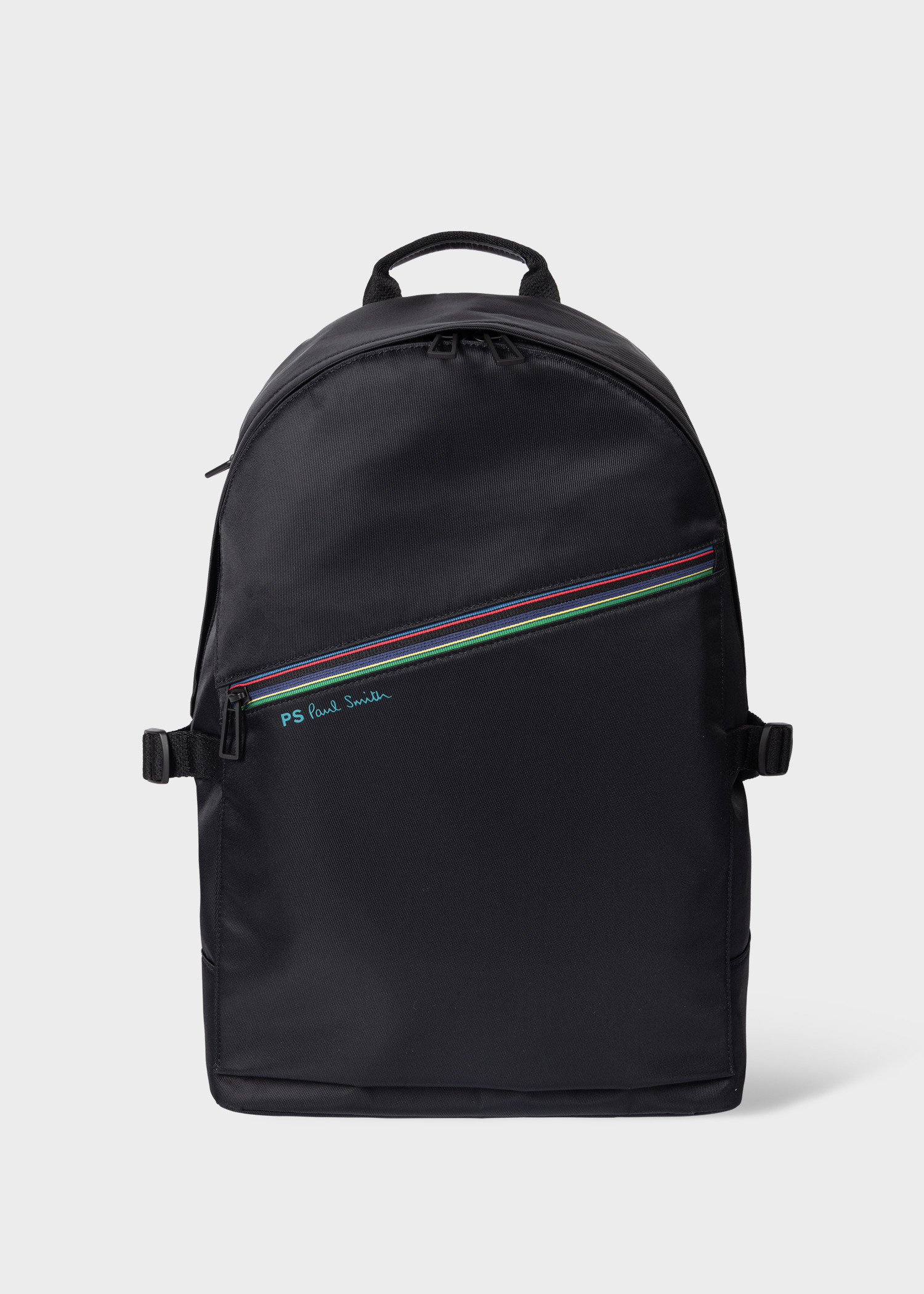 Black Nylon 'Sports Stripe' Backpack - 1