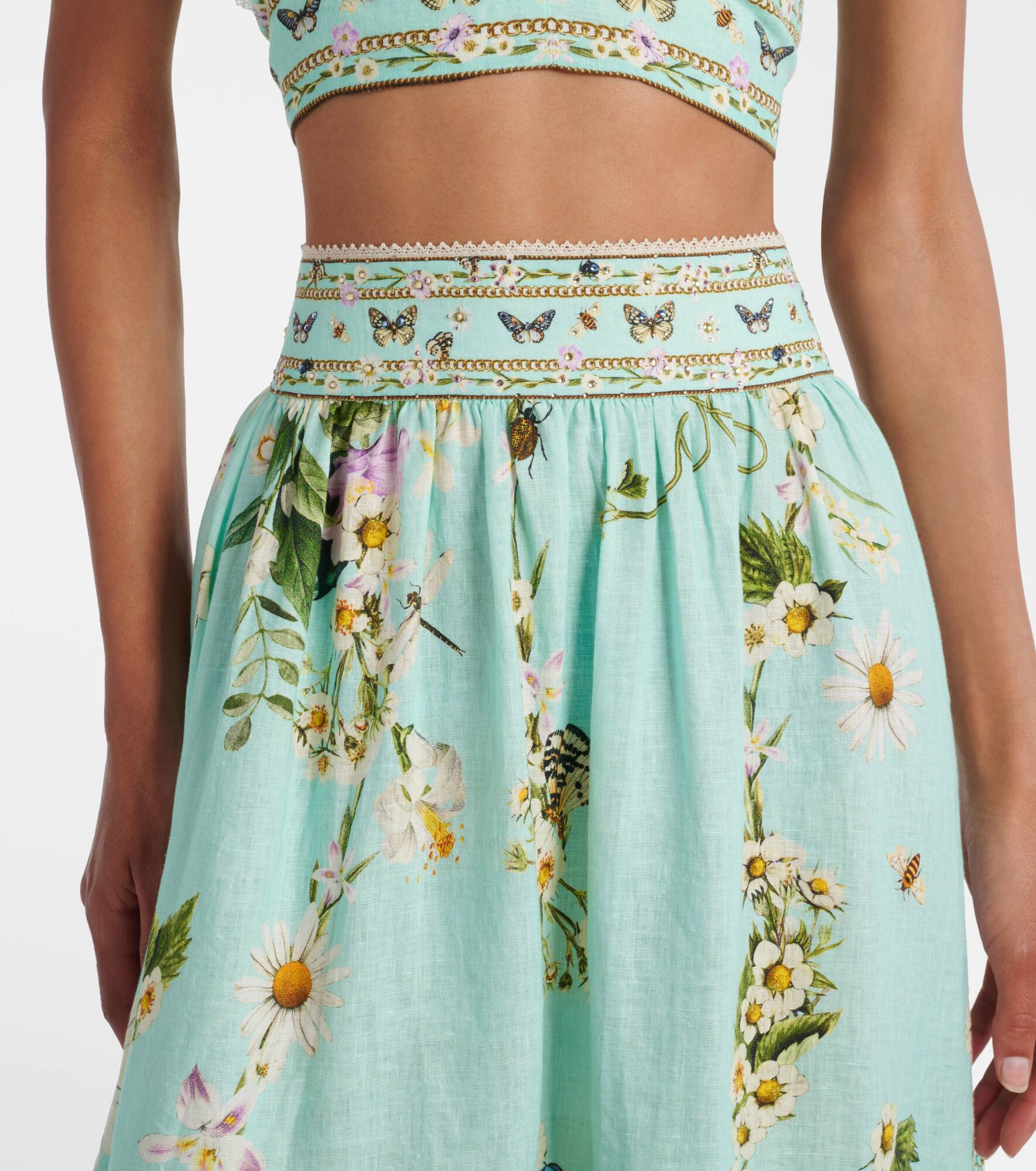 Floral tiered linen maxi skirt - 4