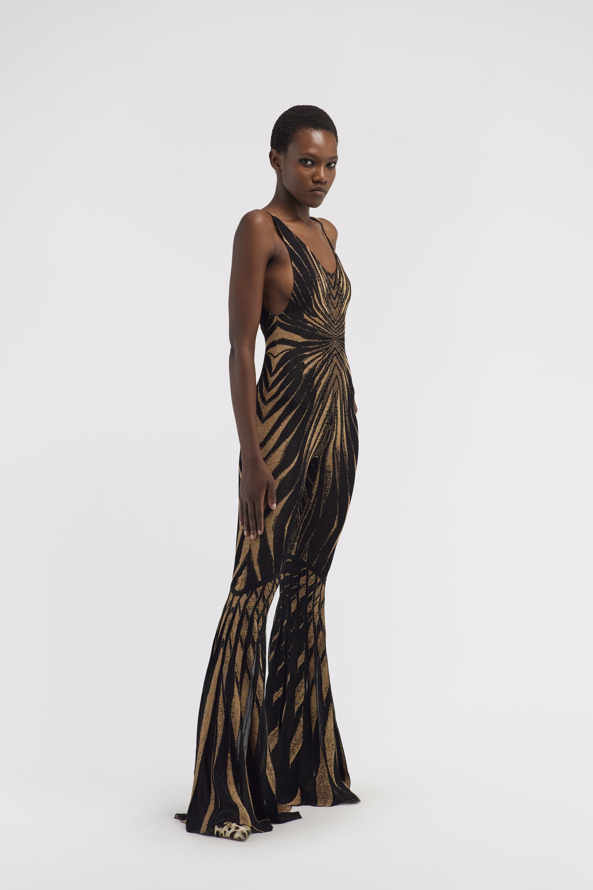 Knit jumpsuit with Ray of Gold print - 3