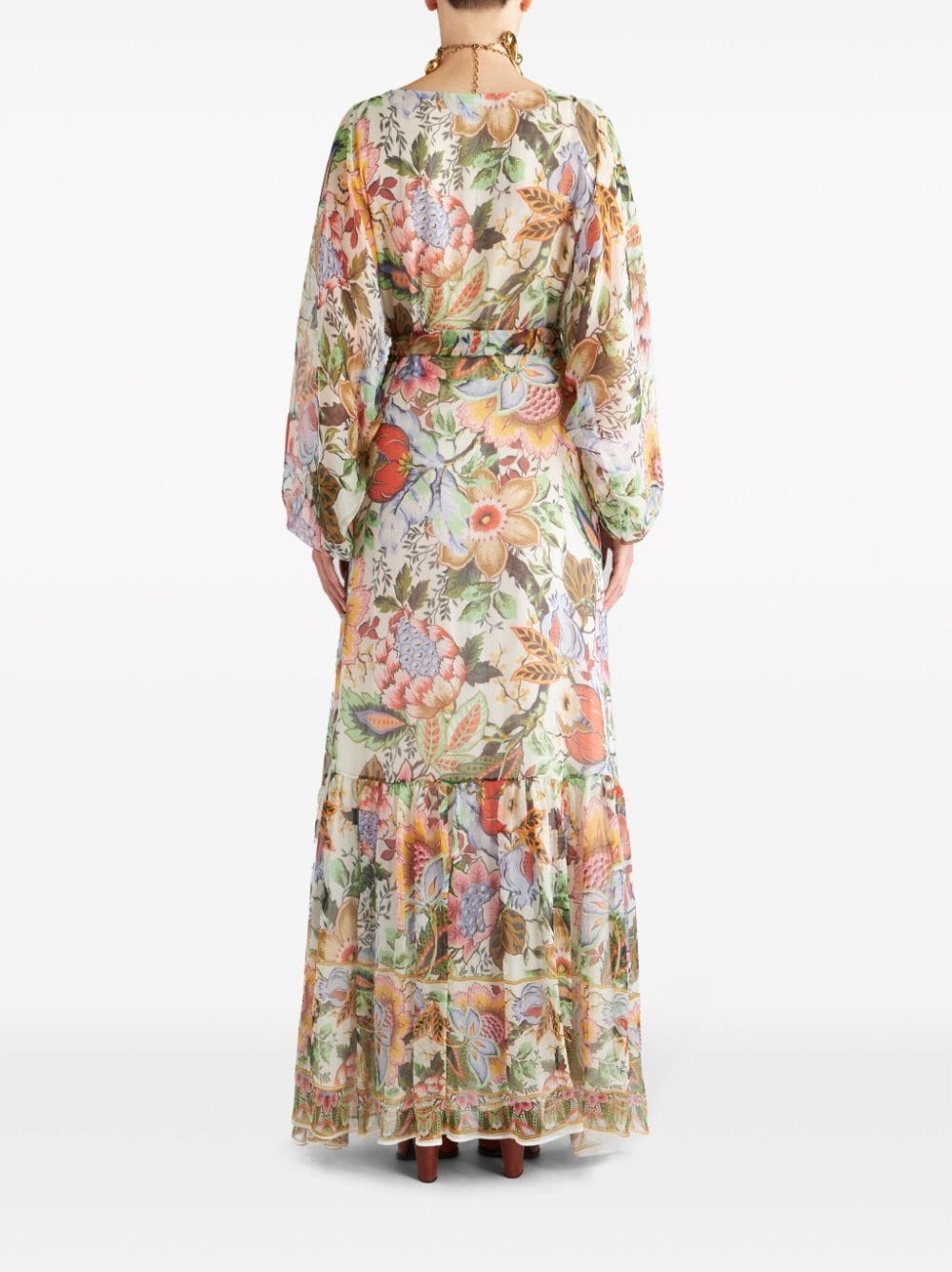 floral-print silk dress - 3