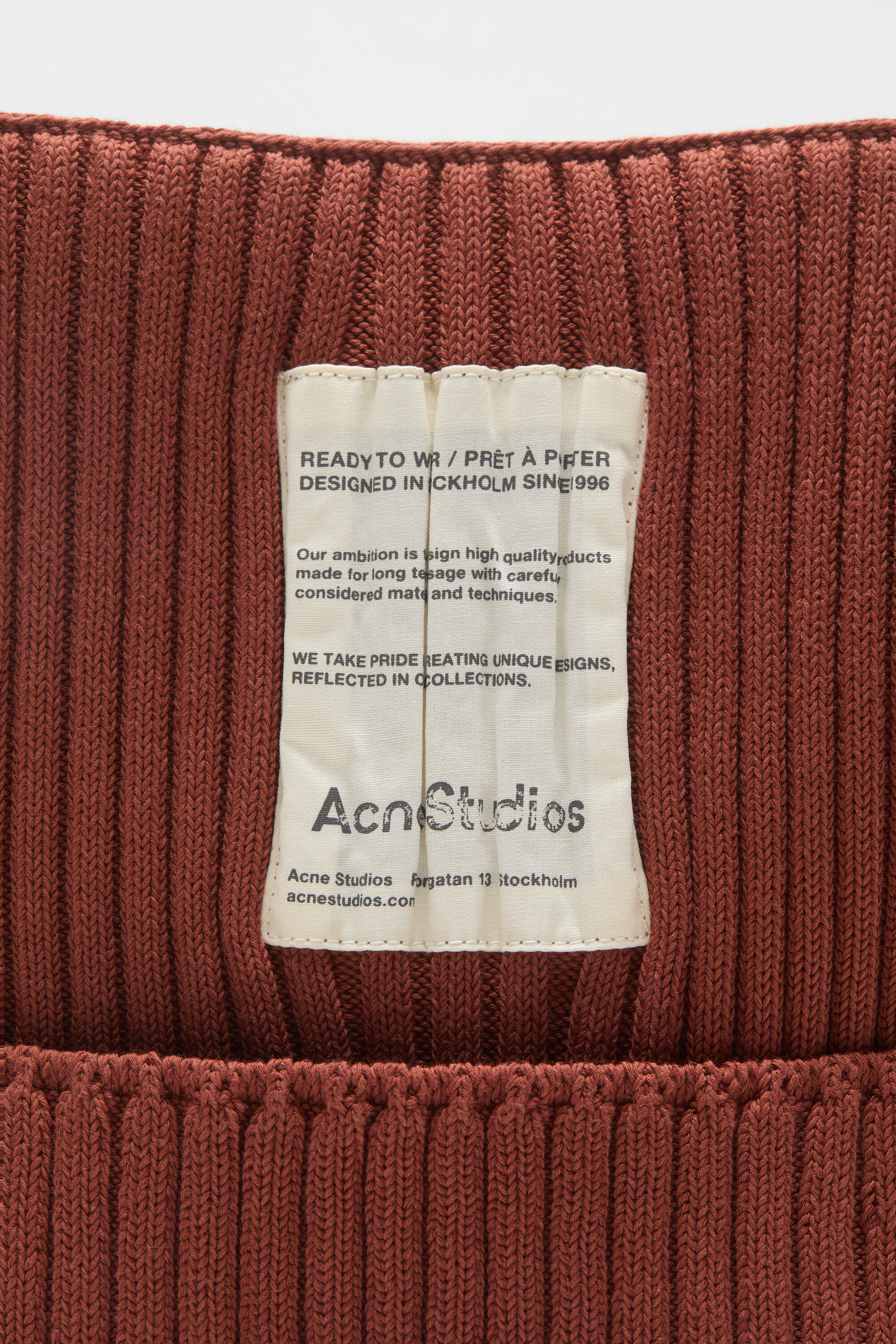 Ribbed square beanie - Terracotta red - 2