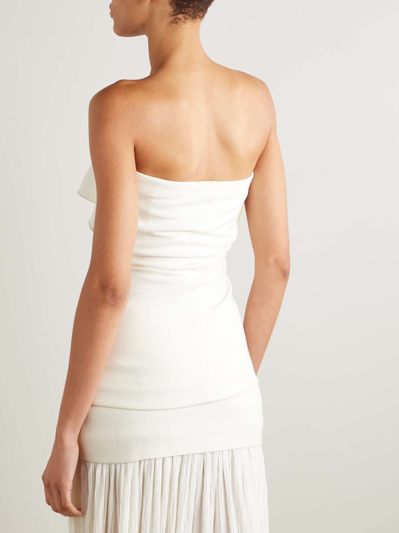 Felicity strapless layered ruched crepe top - 4